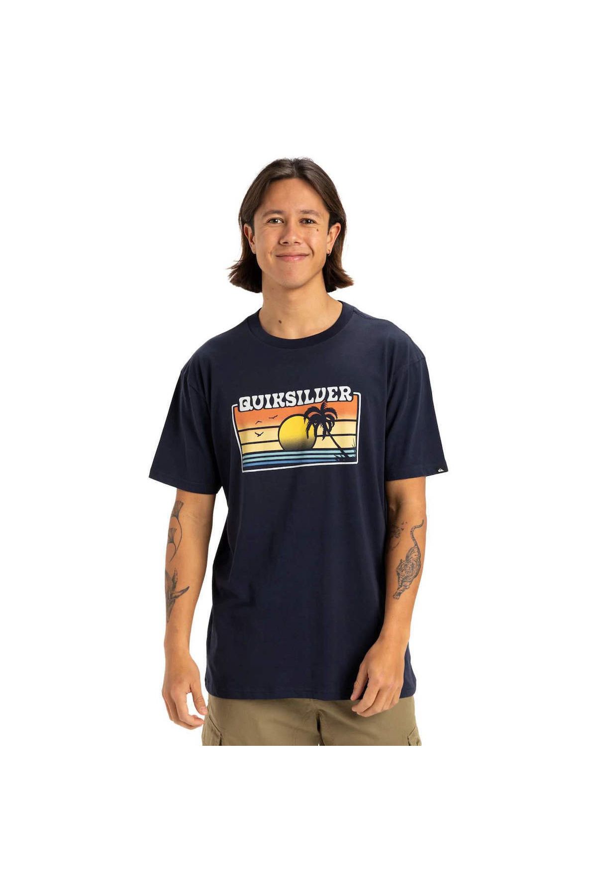 Quiksilver Sun Faded Erkek Lacivert Yuvarlak Yaka Tişört