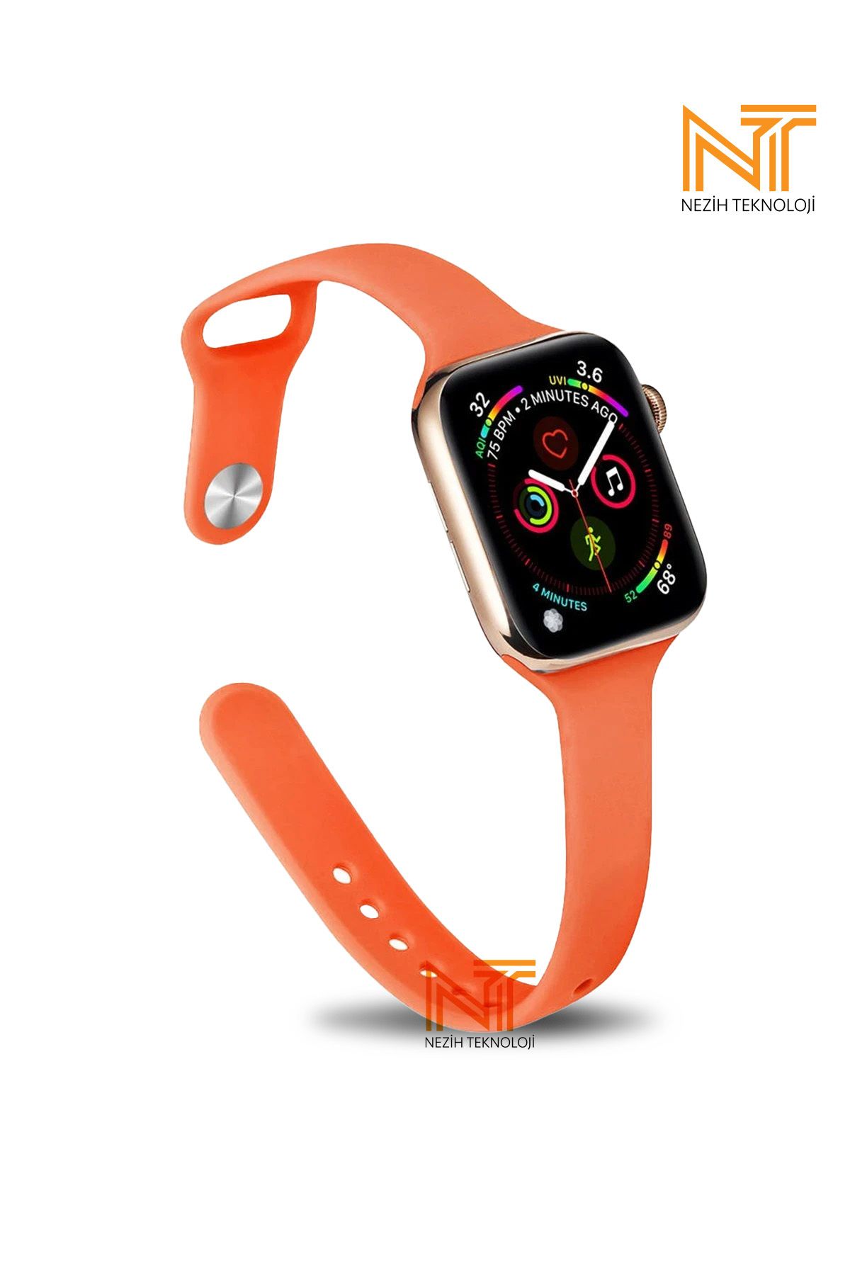 Nezih Case Apple Watch Seri 2/3/4/5/6/7/8/9/se 38mm/40mm/41mm Seri 10 42mm Uyumlu Klasik Silikon Kordon