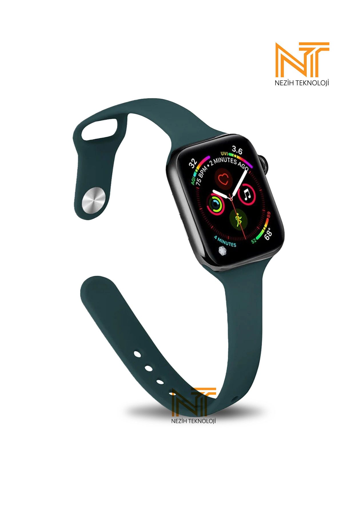 Nezih Case Apple Watch Seri 2/3/4/5/6/7/8/9/se 38mm/40mm/41mm Seri 10 42mm Uyumlu Klasik Silikon Kordon