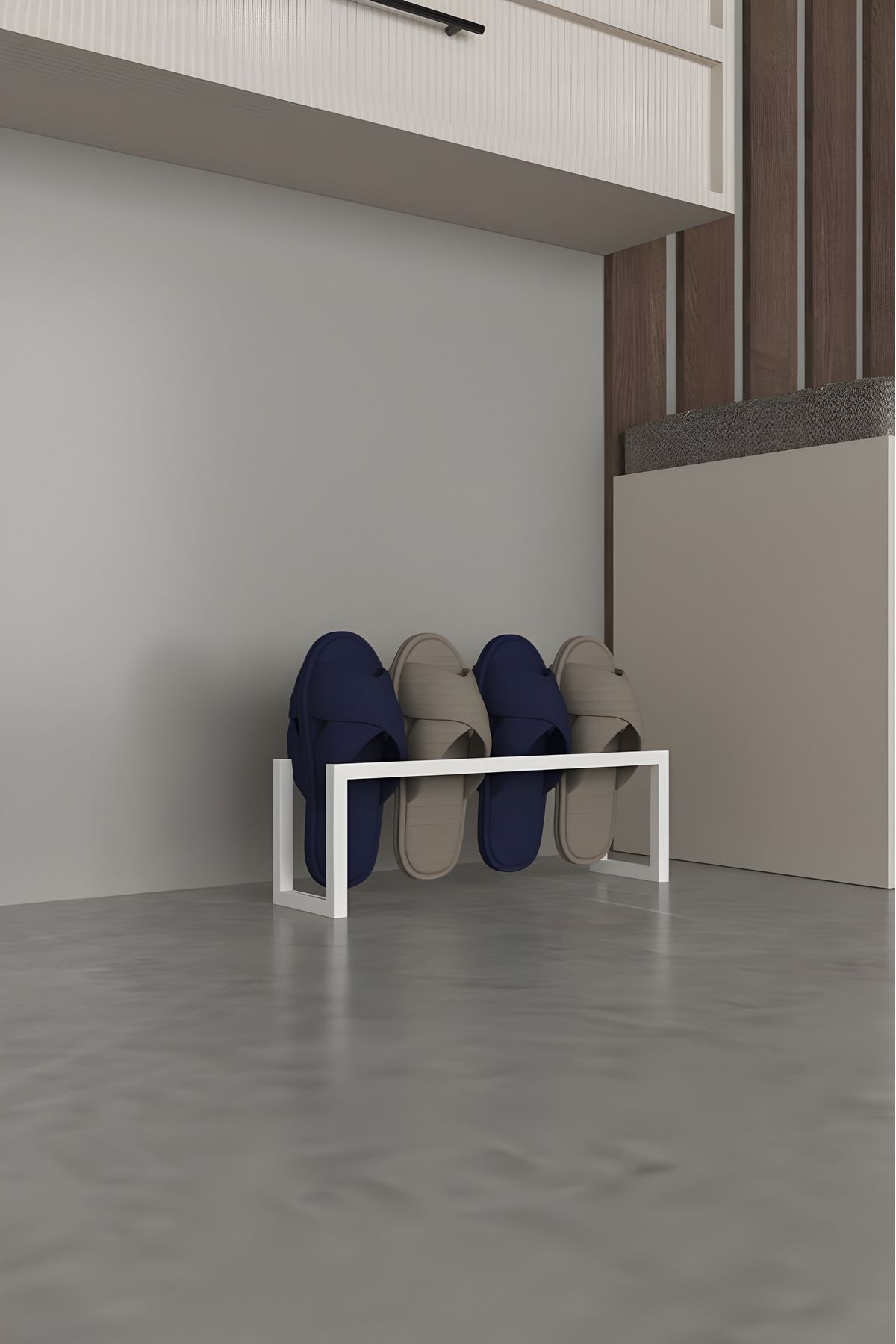 Grandmix Metal Terlik Düzenleyici Modern Minimalist Antre & Hol Toparlayıcı 15x45x12 Cm