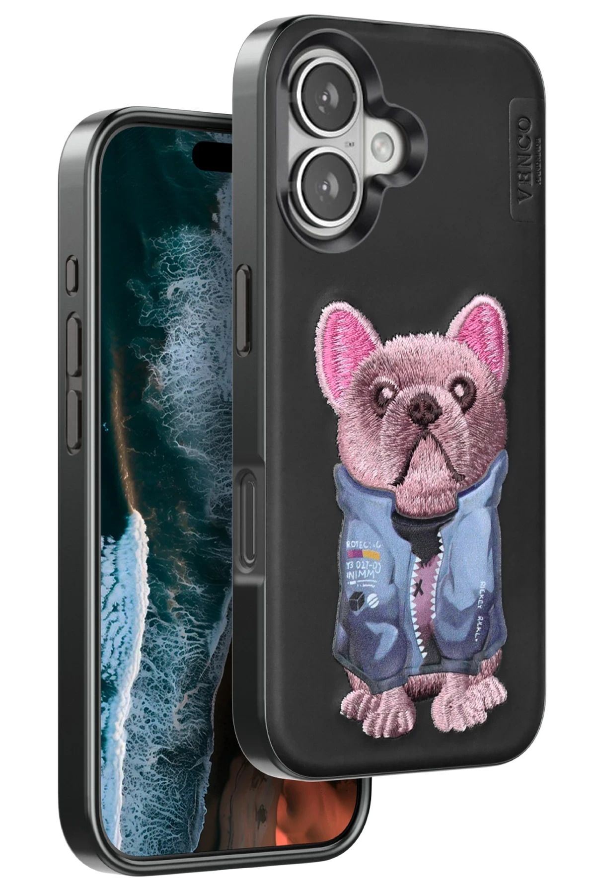 venco iPhone 16 Cute Desenli Kapak - Siyah FERRG