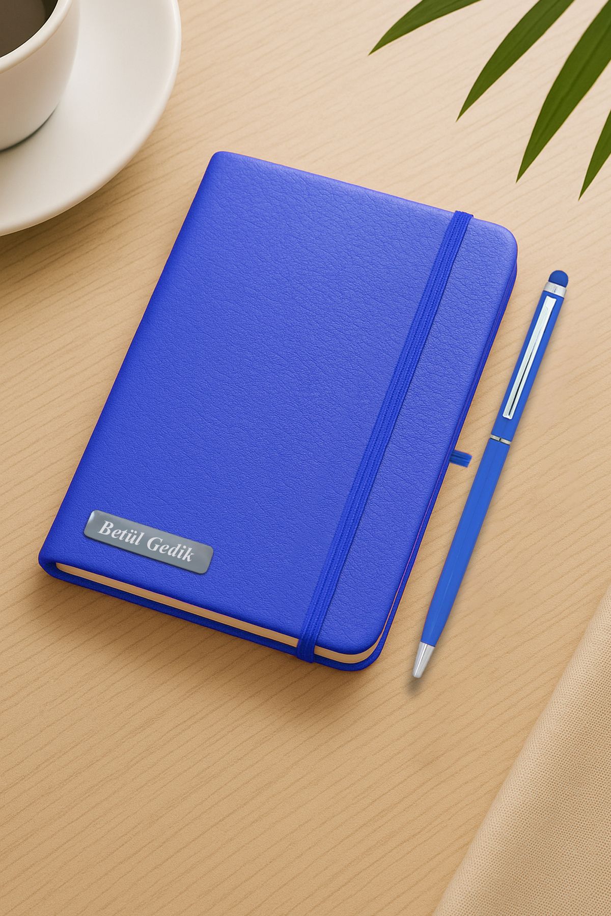 inkglo Kişiye Özel Lacivert Mini Defter Lacivert Touchpenli Kalem Seti Hediye Not Defteri