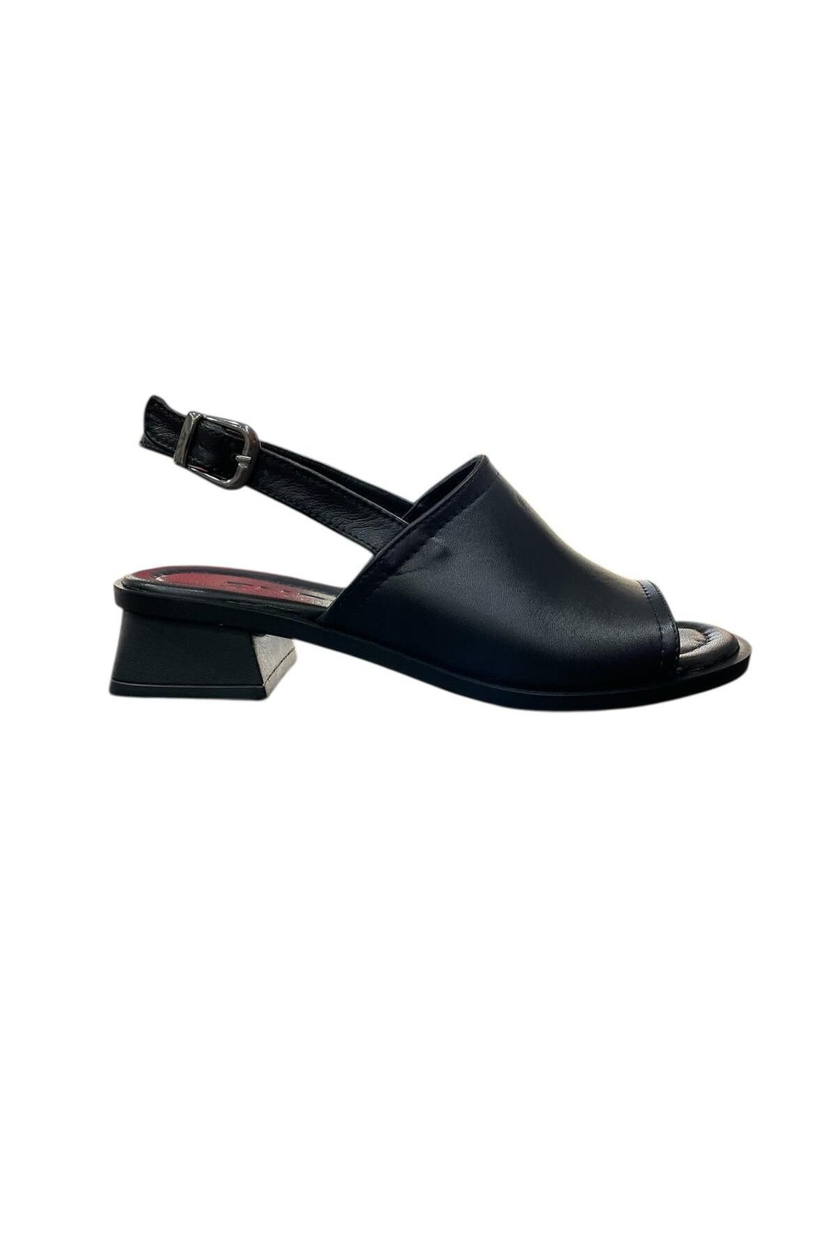 ENZO EXCLUSİVE Doğa Shoes Yazlık Kalın Topuklu Hakiki Deri