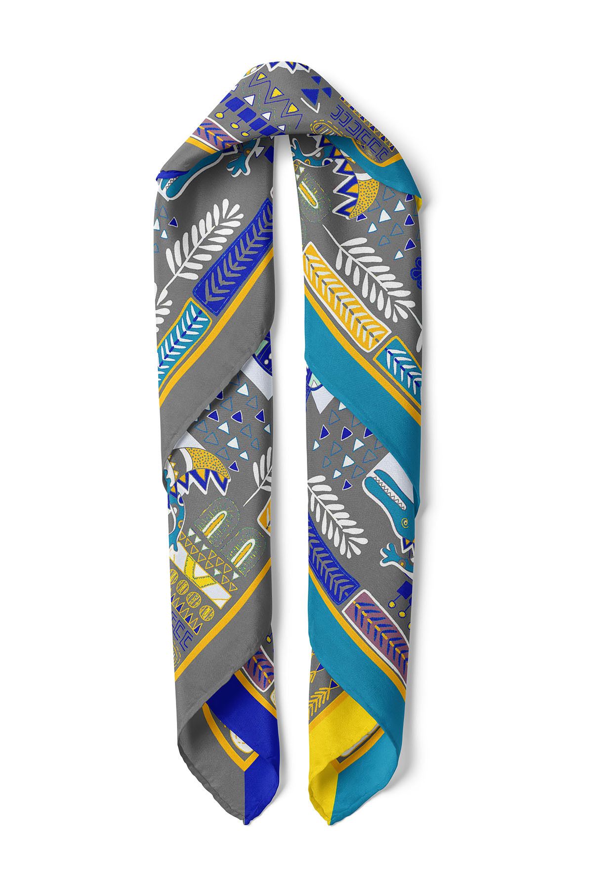 nehir eşarp-Mixed Pattern Bandana 70X70 cm 3