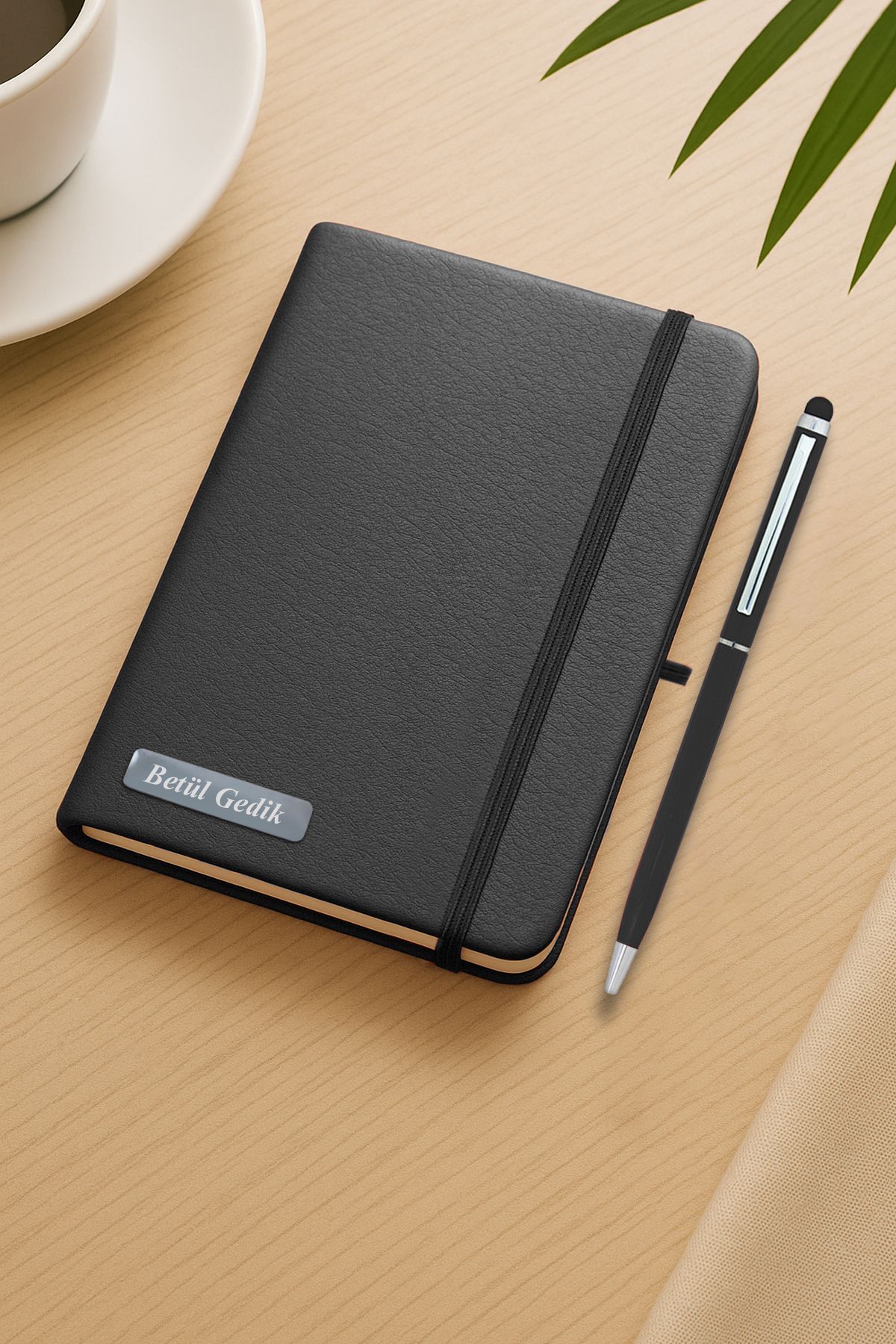inkglo Kişiye Özel Siyah Mini Defter Siyah Touchpenli Kalem Seti Hediye Not Defteri