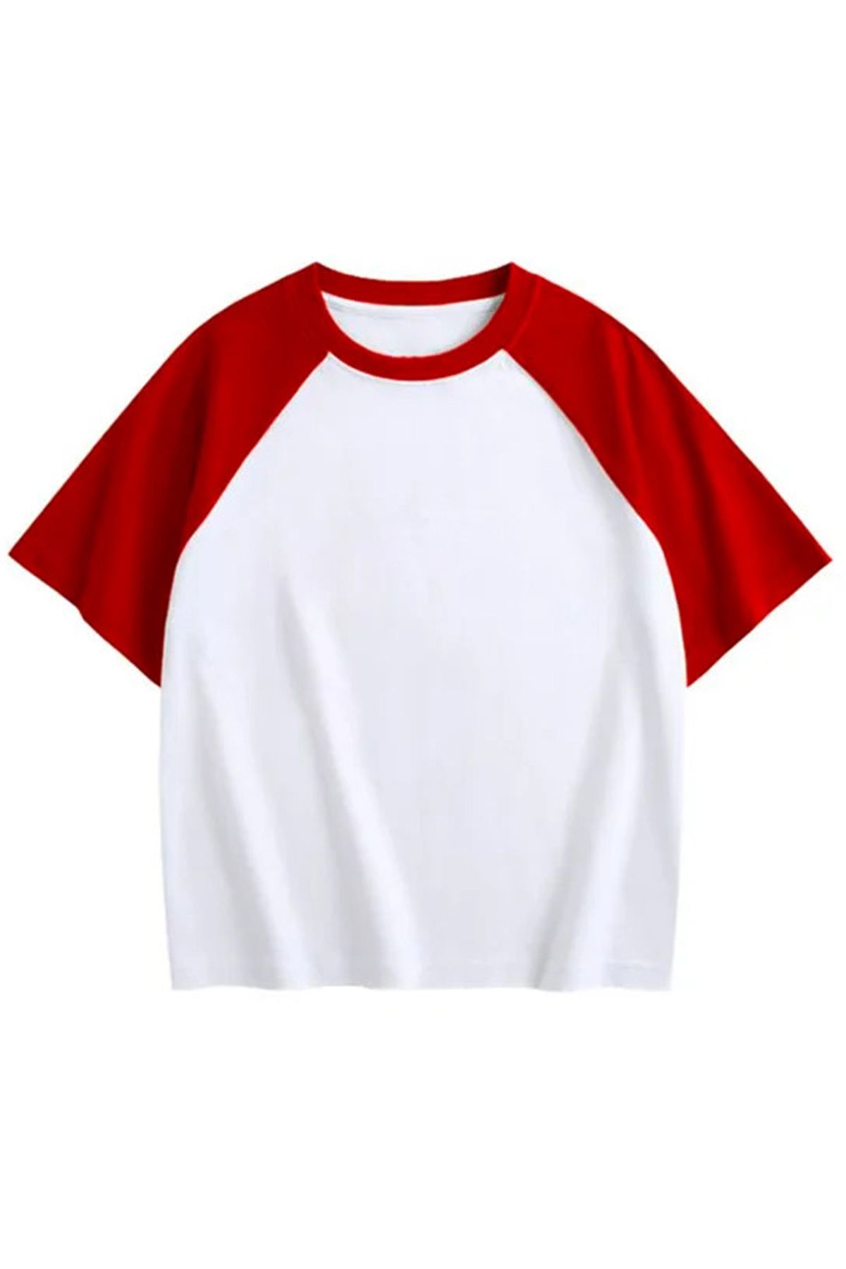 Cool mans Oversize Kırmızı Beyaz T-shirt - Reglan Kol Unisex Rahat Kalıp