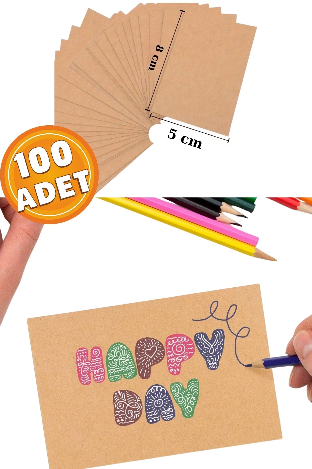İstisna 100 Adet Premium Kalın Kraft Kağıt Not Yazmak Grafiti ve Projeleri için Zarf içi Not Kartları
