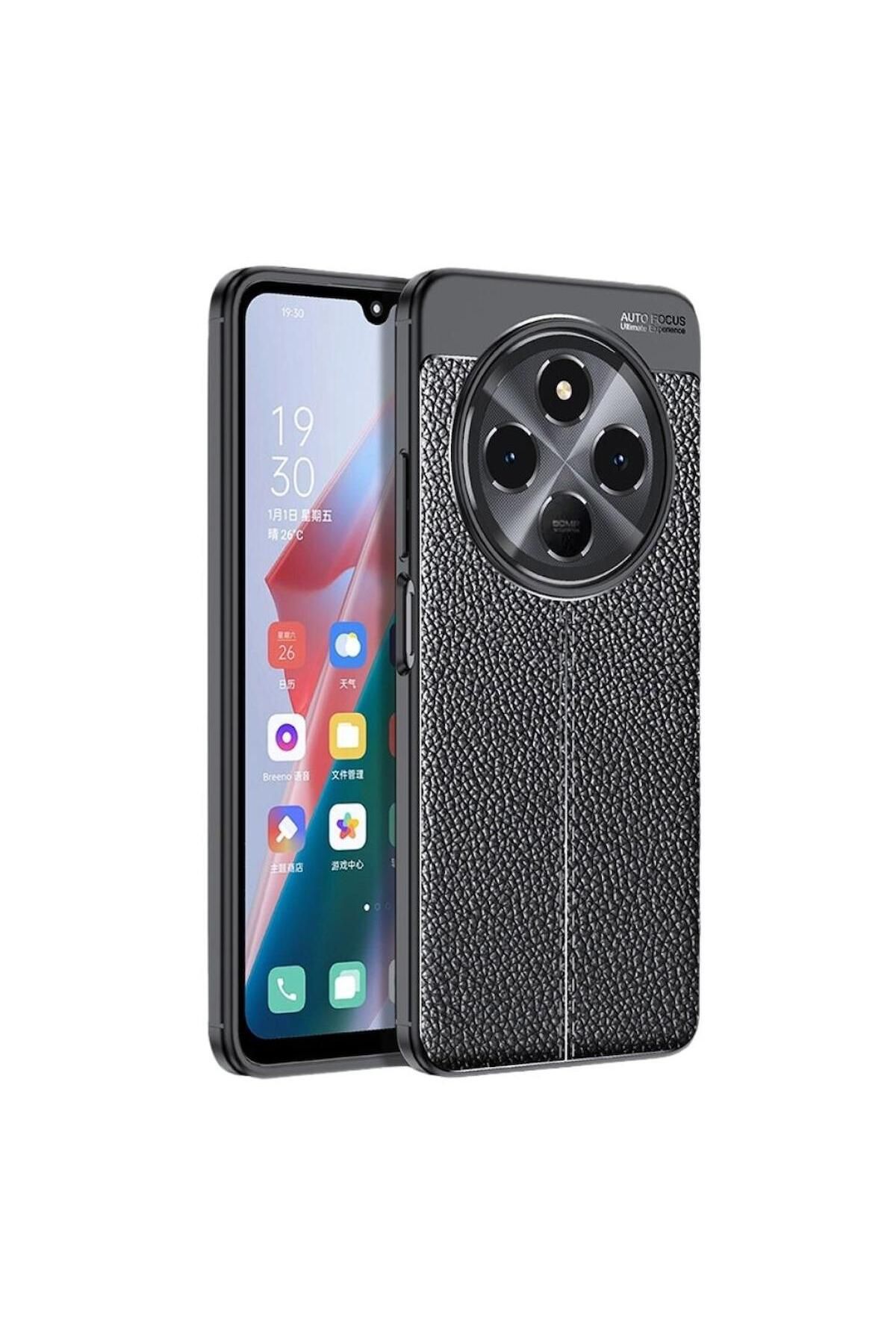 HANPORIUM Redmi A4 Uyumlu Silikon Kılıf Deri Desenli Darbe Emici Autofocus Tam Koruma Kapak