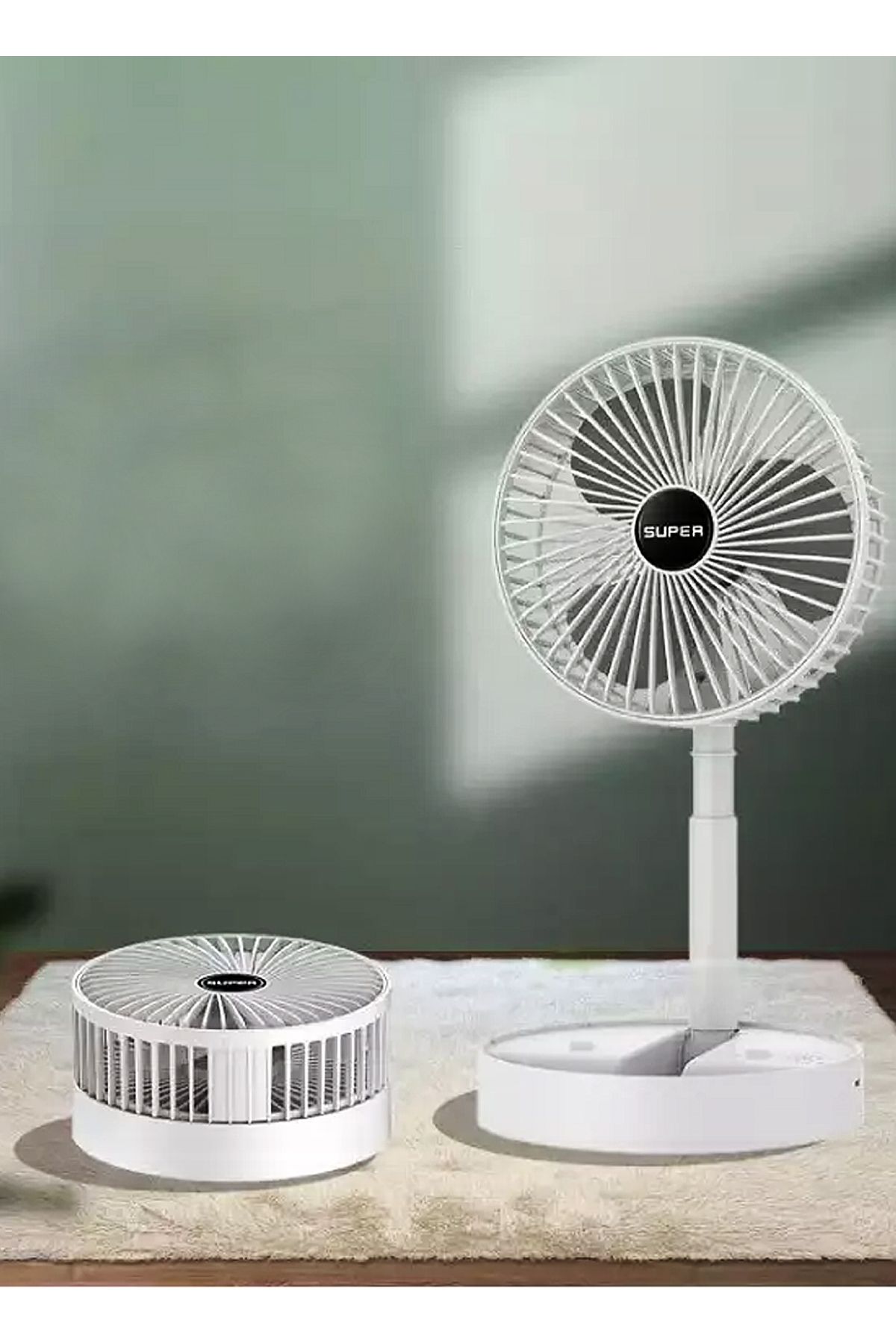 The Wlue Şarjlı Masaüstü Vantilatör / Teleskopik Katlanabilir Fan / 3 Kademeli