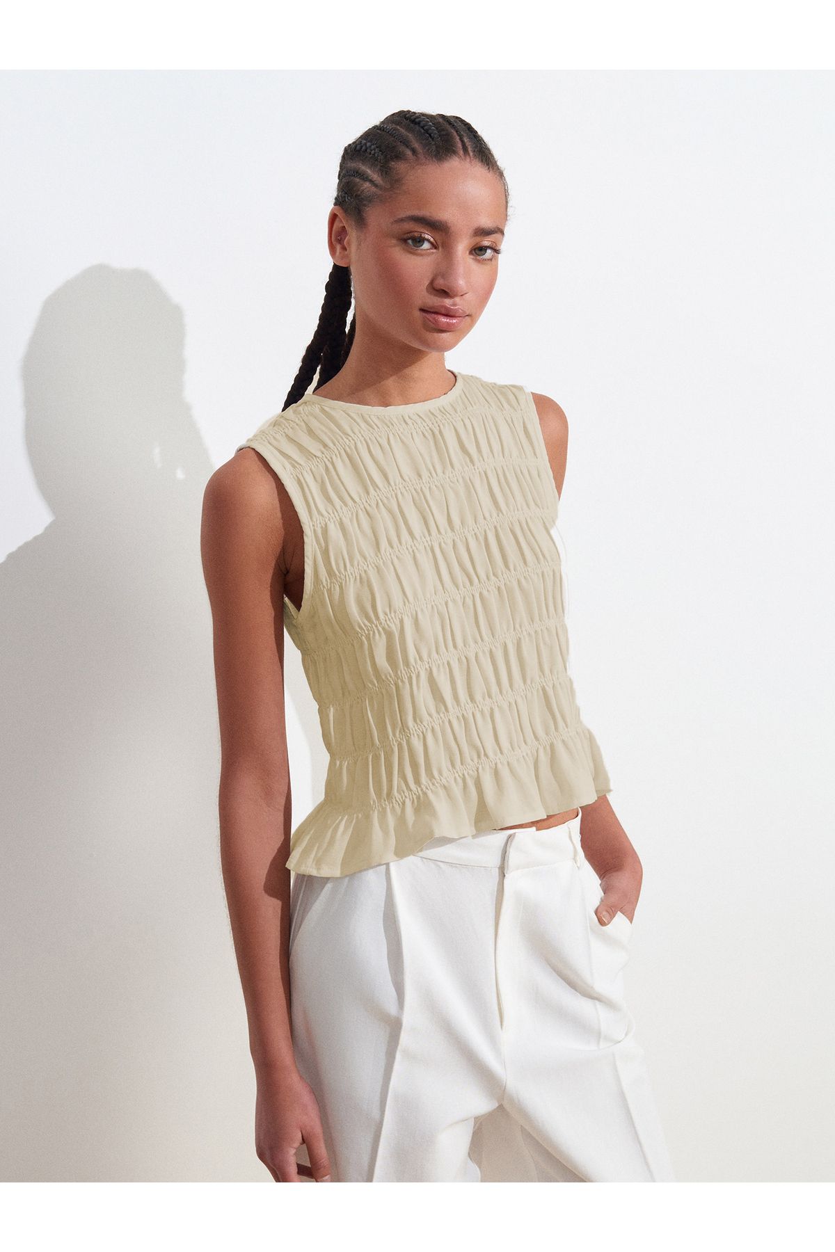 Dilvin 50845 Kolsuz Crop Bluz
