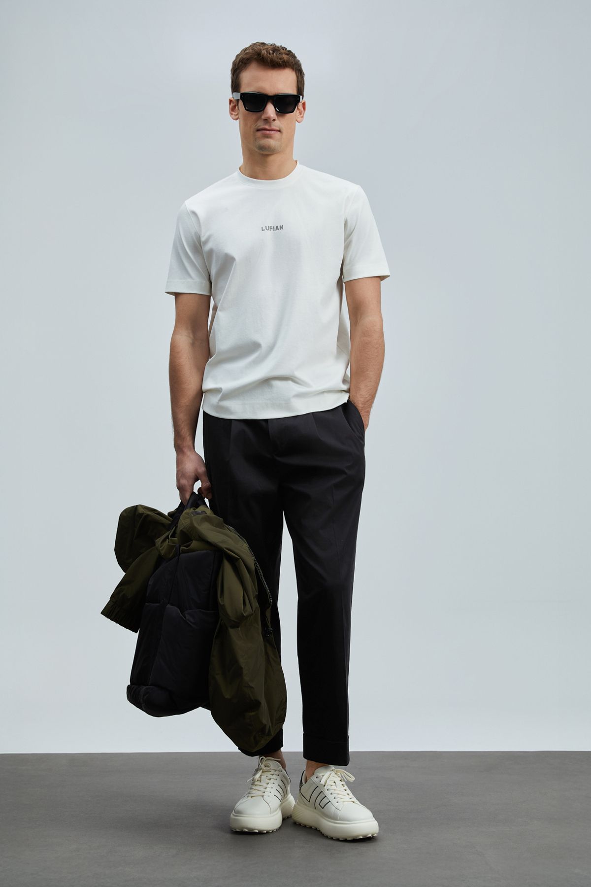 Lufian Marcus Modern Grafik T- Shirt Kırık Beyaz 111020235