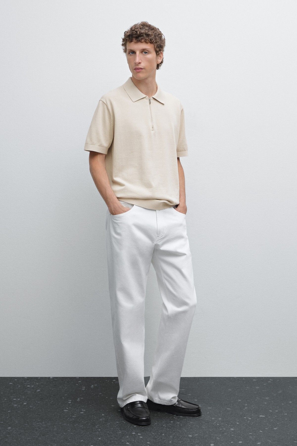 Massimo Dutti Pamuklu triko kareli polo yaka t-shirt