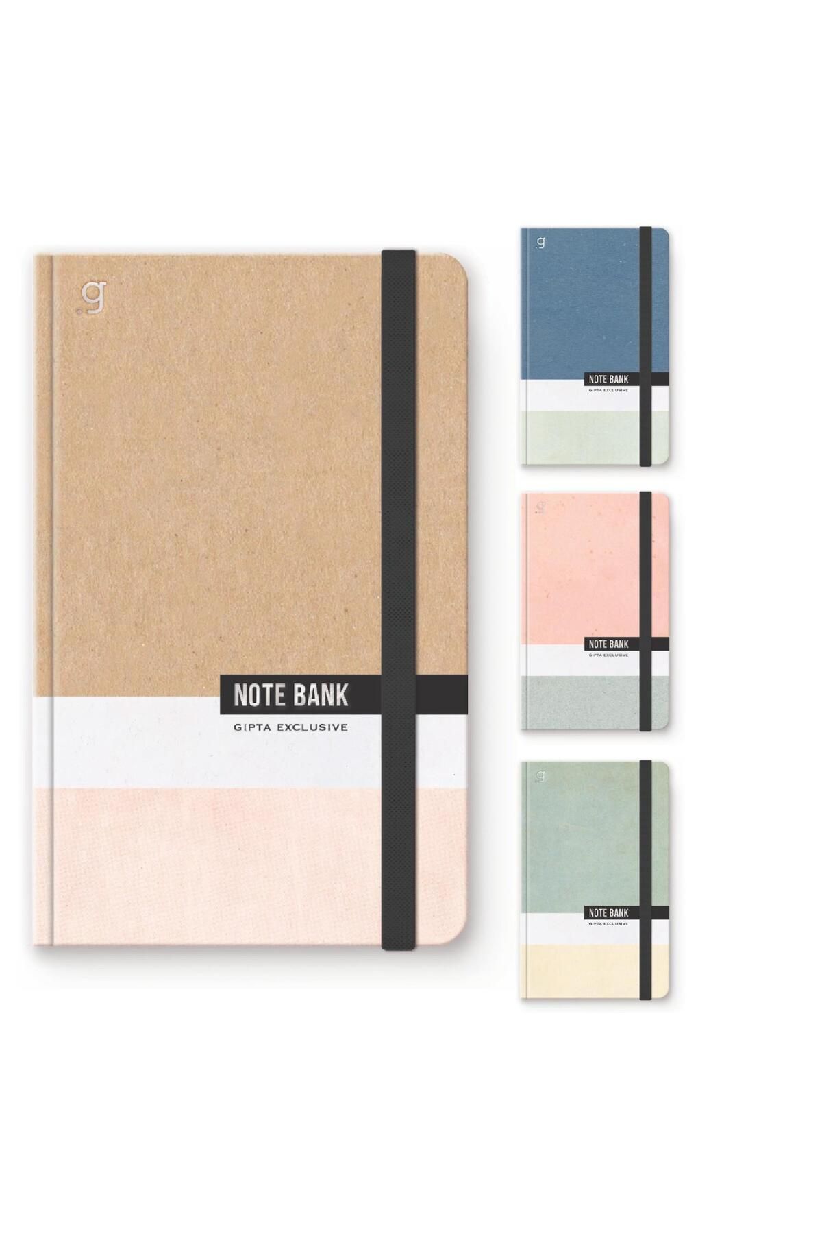 Gıpta Note Bank Sert Kapak Dikişli Lastikli 13x21 96 Yaprak Not Defteri Çizgili (7351)