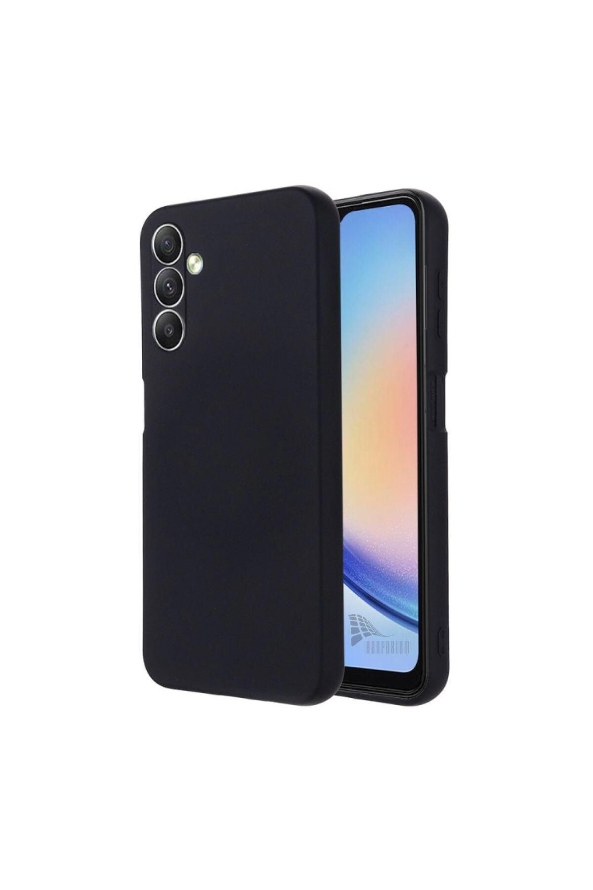 HANPORIUM Samsung Galaxy M34 5G Uyumlu Silikon Kılıf - Kamera Korumalı Esnek Pastel Renk Kapak - Siyah