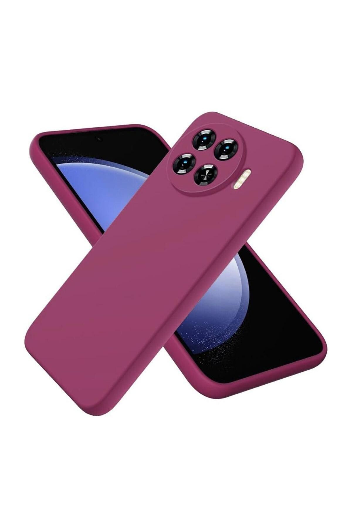 HANPORIUM Tecno Spark 20 Pro Plus Uyumlu Silikon Kılıf - Kamera Korumalı Esnek Pastel Renk Kapak - Mürdüm