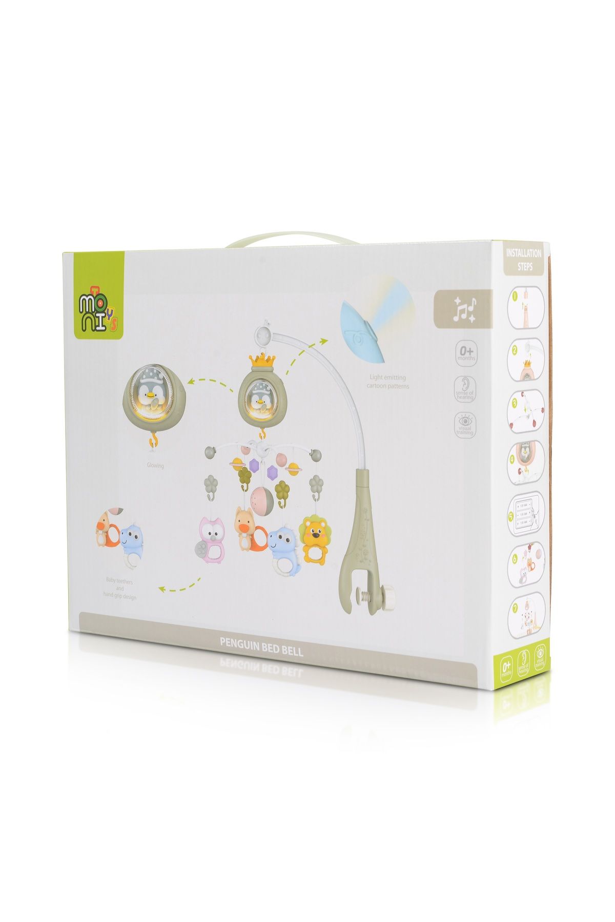 Moni-Musical carousel with remote control and lights Penguin, Blue 6