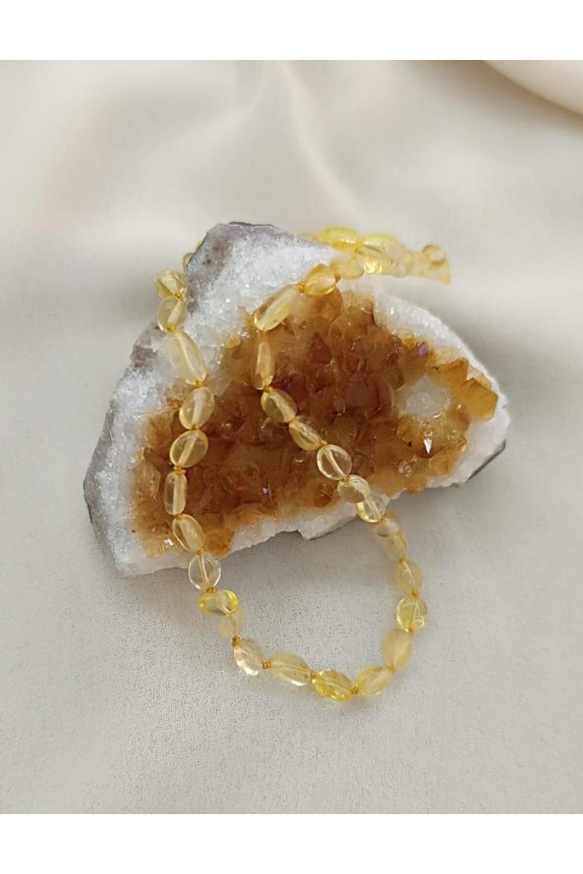 Hd Marketim Kolye Kehribar Amber Doğaltaş Düğümlü Bebek Kolyesi 17872