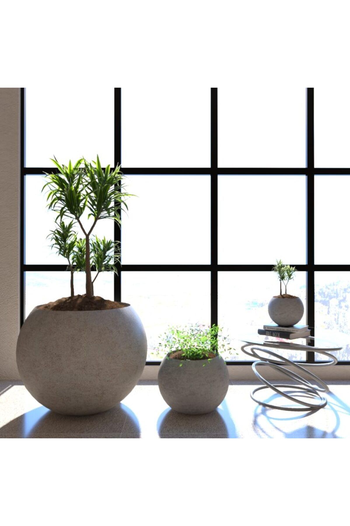 Dekor Hafif Beton Saksı Küre 210LT