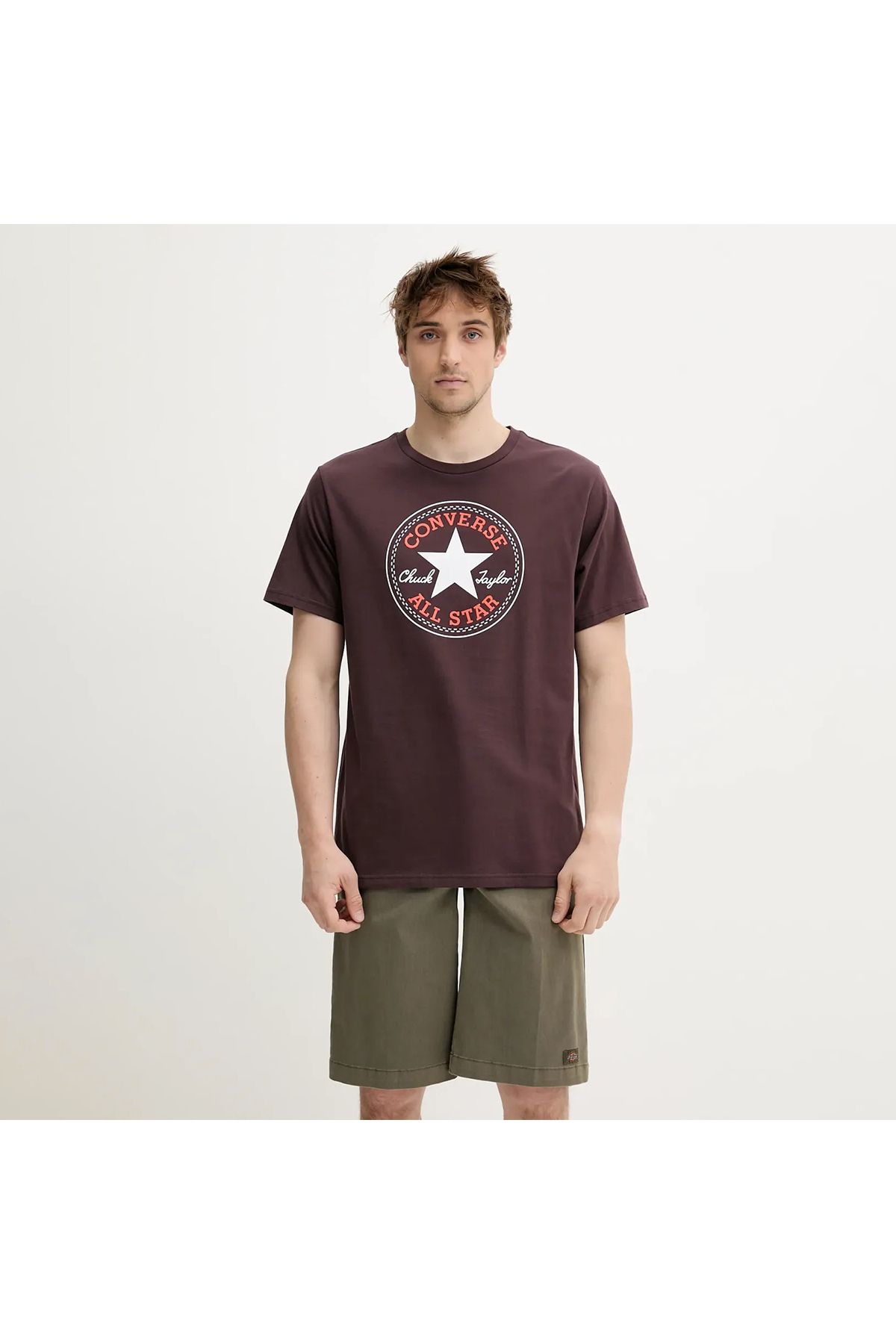 converse Go To All Star Patch Standard Fit Yeşil Yuvarlak Yaka Tişört