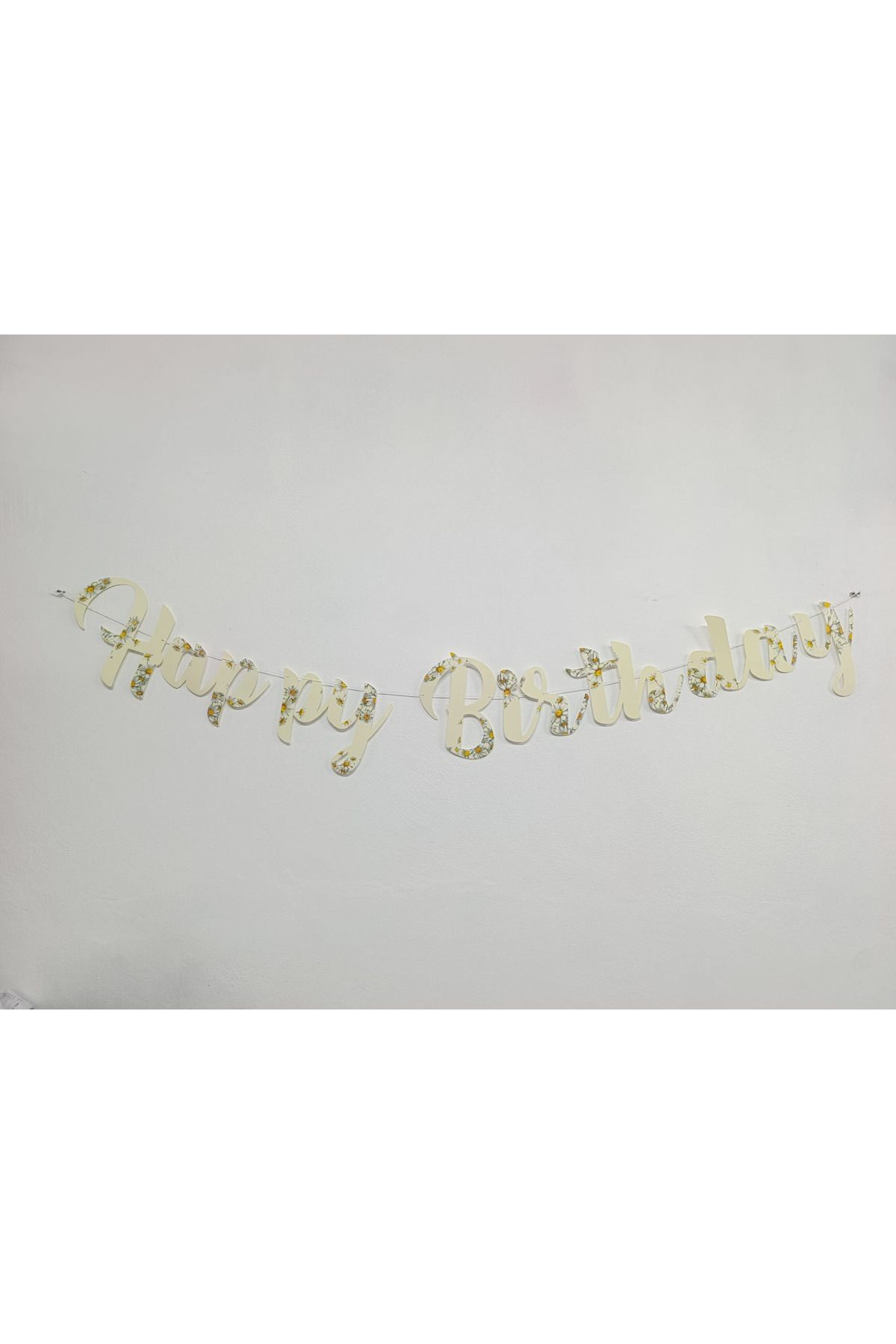 KBK MARKET Papatya Temalı Kaligrafi Happy Birthday Banner