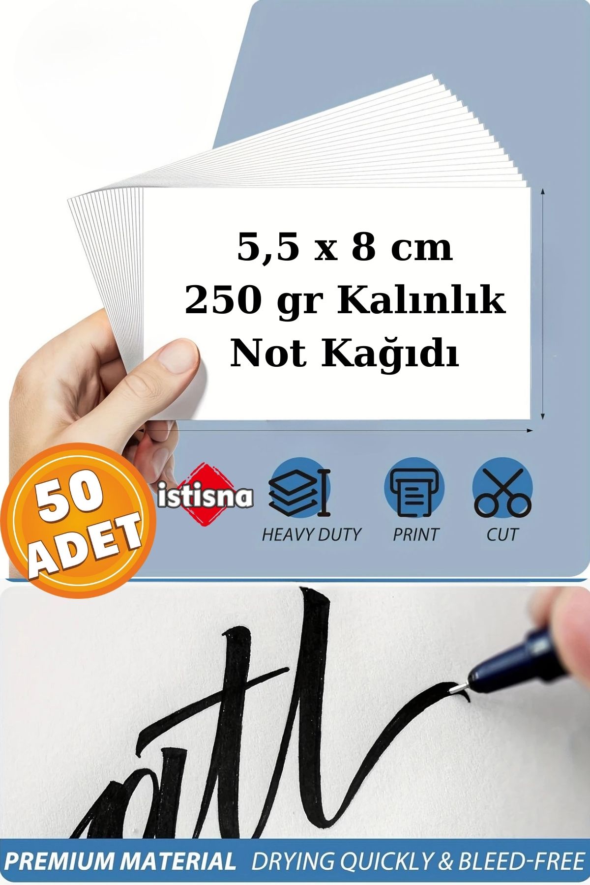 İstisna 50 Adet Premium Kalın Beyaz Kağıt Not Yazmak Grafiti ve Projeleri için Zarf içi Not Kartları
