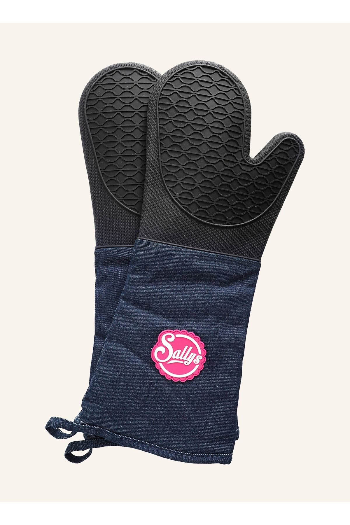 SALLYS WELT 2’li Fırın Eldiveni Seti, Silikon Tabanlı, Kot Görünümlü, 230°C Isıya Dayanıklı