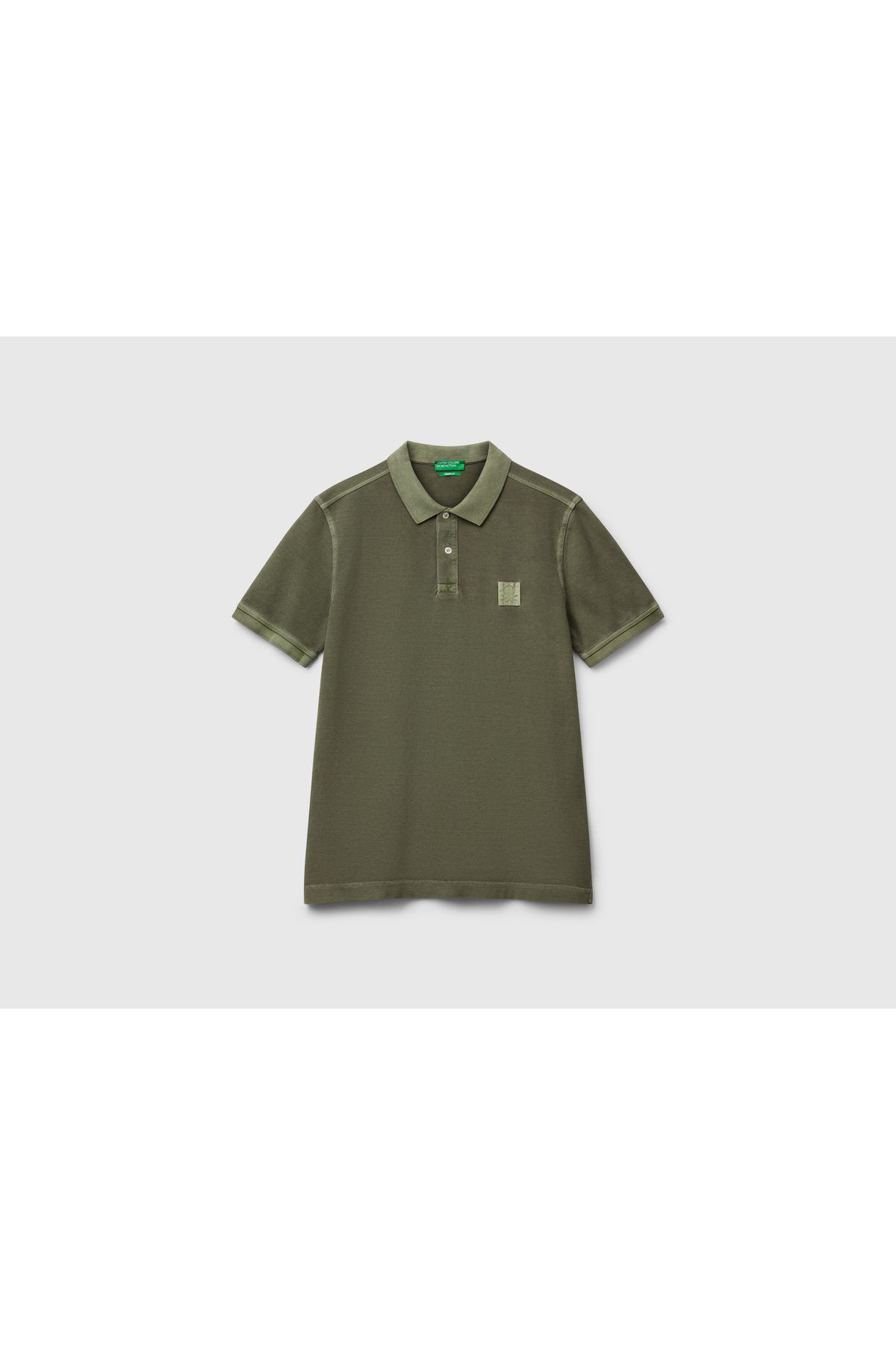 United Colors of Benetton Erkek Haki %100 Organik Koton Regular Fit Polo T-Shirt