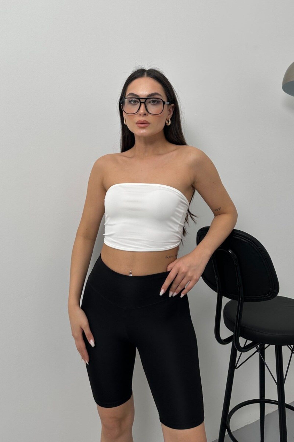 msm fashion Kadın Crop Top Straplez Basic Sırtı Kopçalı Büstiyer