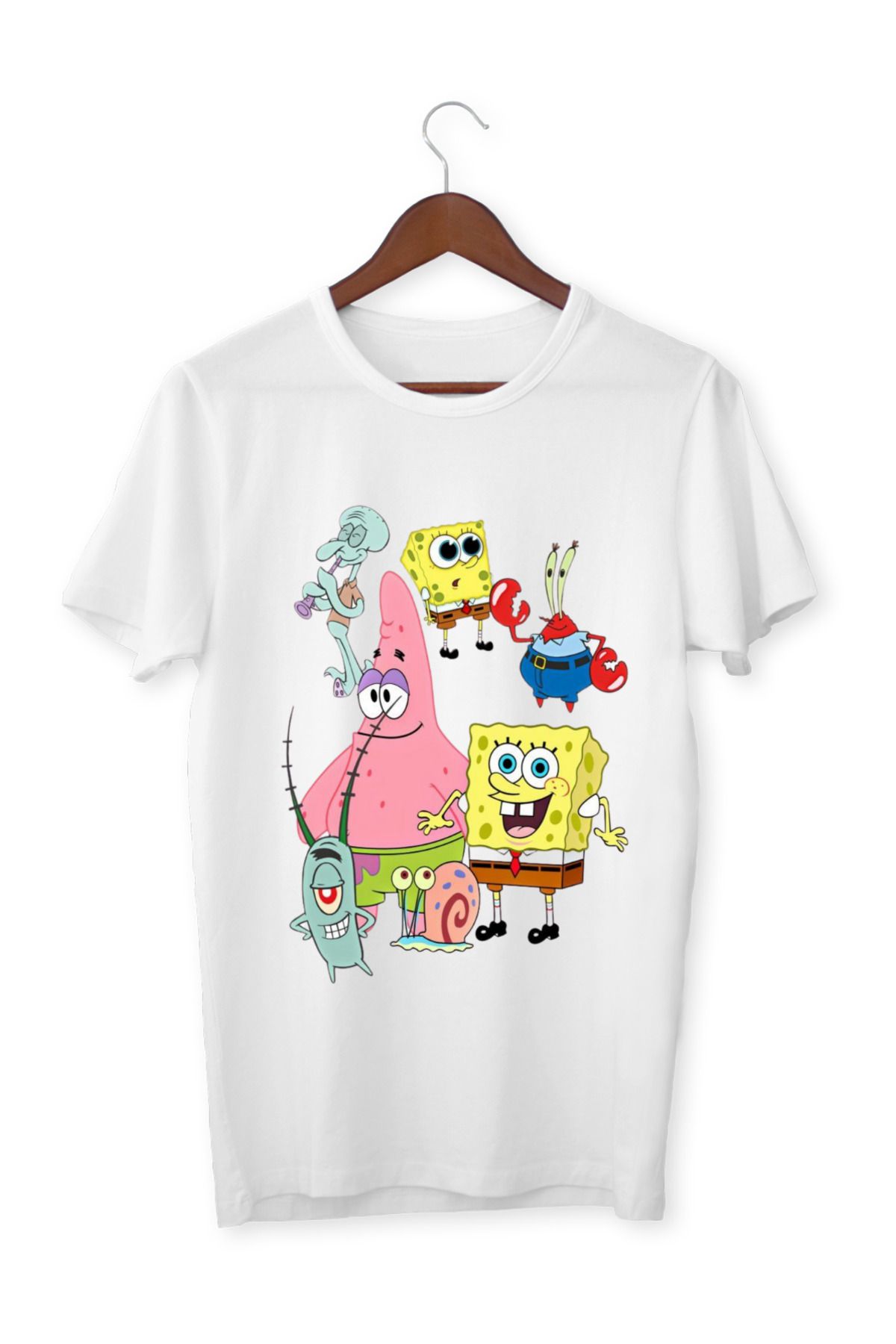 ALPŞAN TİCARET Sünger Bob Çocuk Tişört Süngerbob Çocuk Yetişkin T-shirt