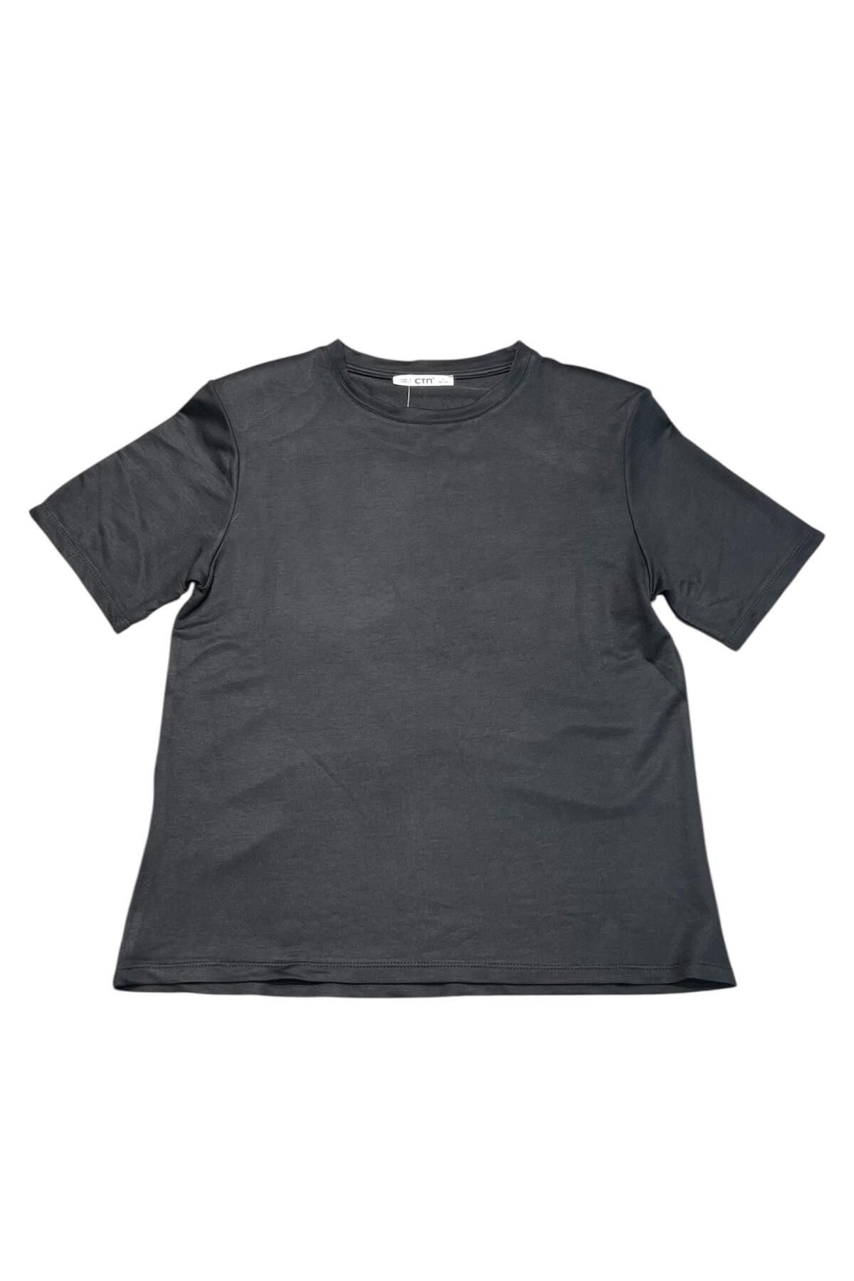 Ctn Kadın Şık Bisiklet Yaka Modal T-Shirt