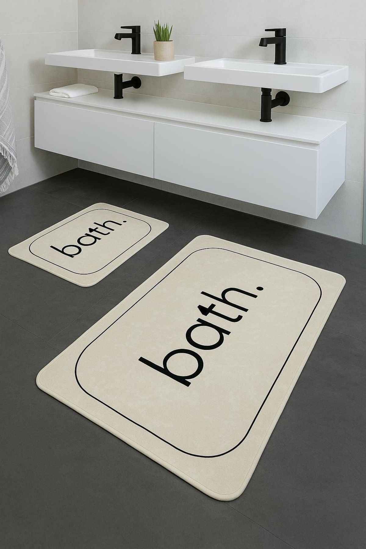 diabella Bath Yazılı Banyo Paspası 2 Parça 60*100-50*60