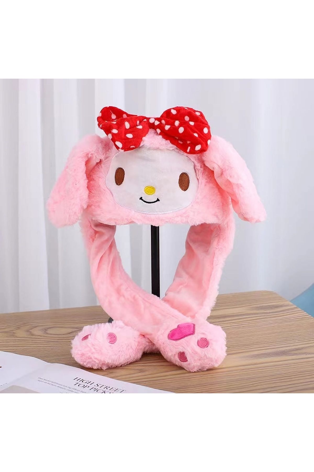 MJ TOYS Sanrio Kuromi Cinnamoroll My Melody Şapka Kulakları Hareket Eden Şapka Işıklı Modlu Peluş Bere Şapka