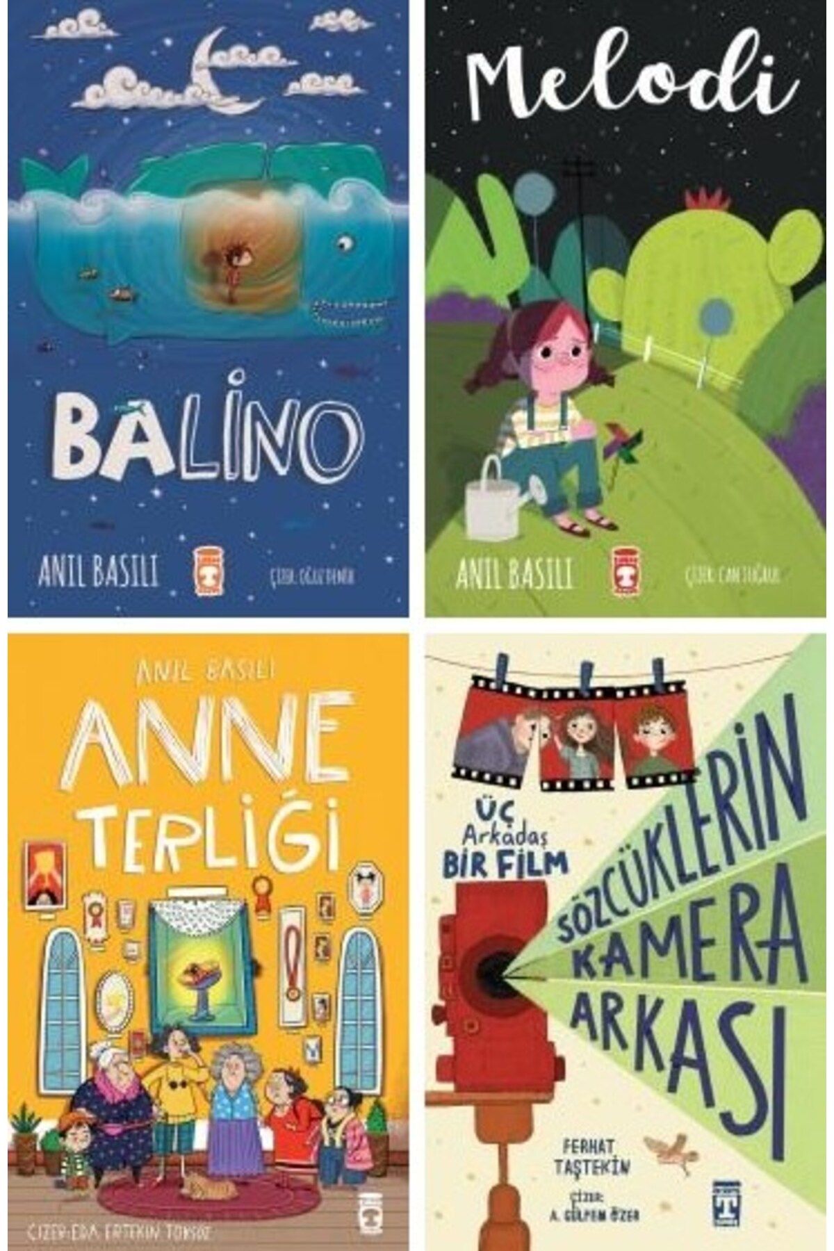 Timaş Çocuk 4'lü Kitap Seti - Balino, Melodi, Anne Terliği ve Sözcüklerin Kamera Arkası