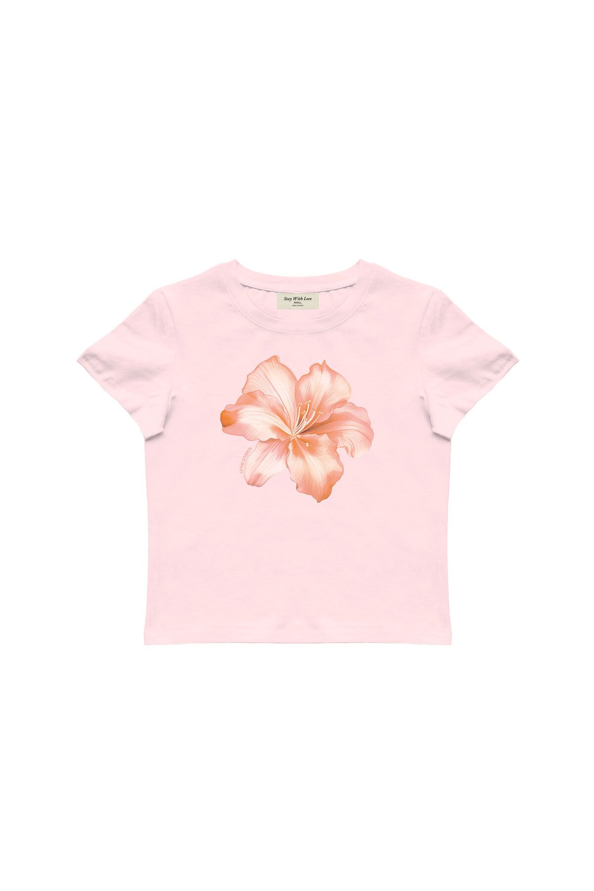 lethestudios Fluer d'Hibiscus Baskılı, Çiçek Desenli Baby Tee Crop Top