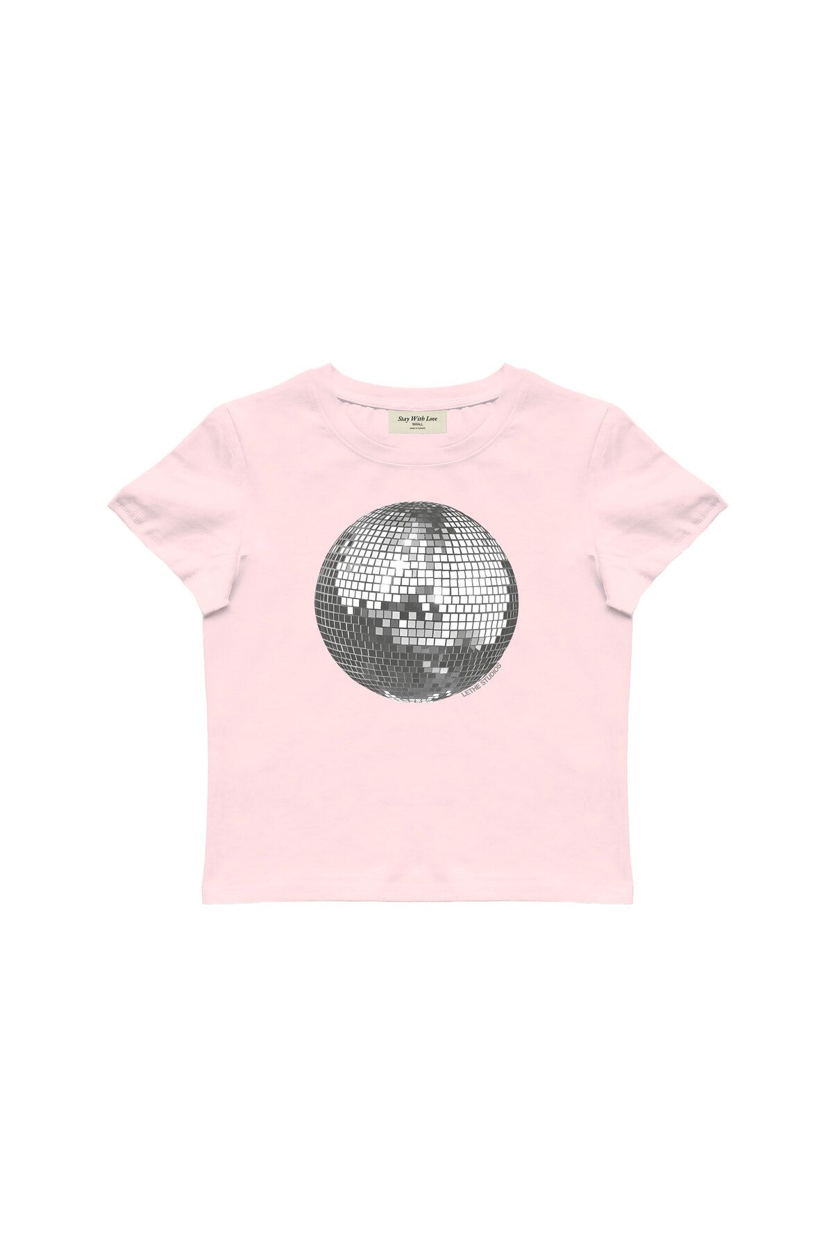 lethestudios Discoball Baskılı Baby Tee Crop Top