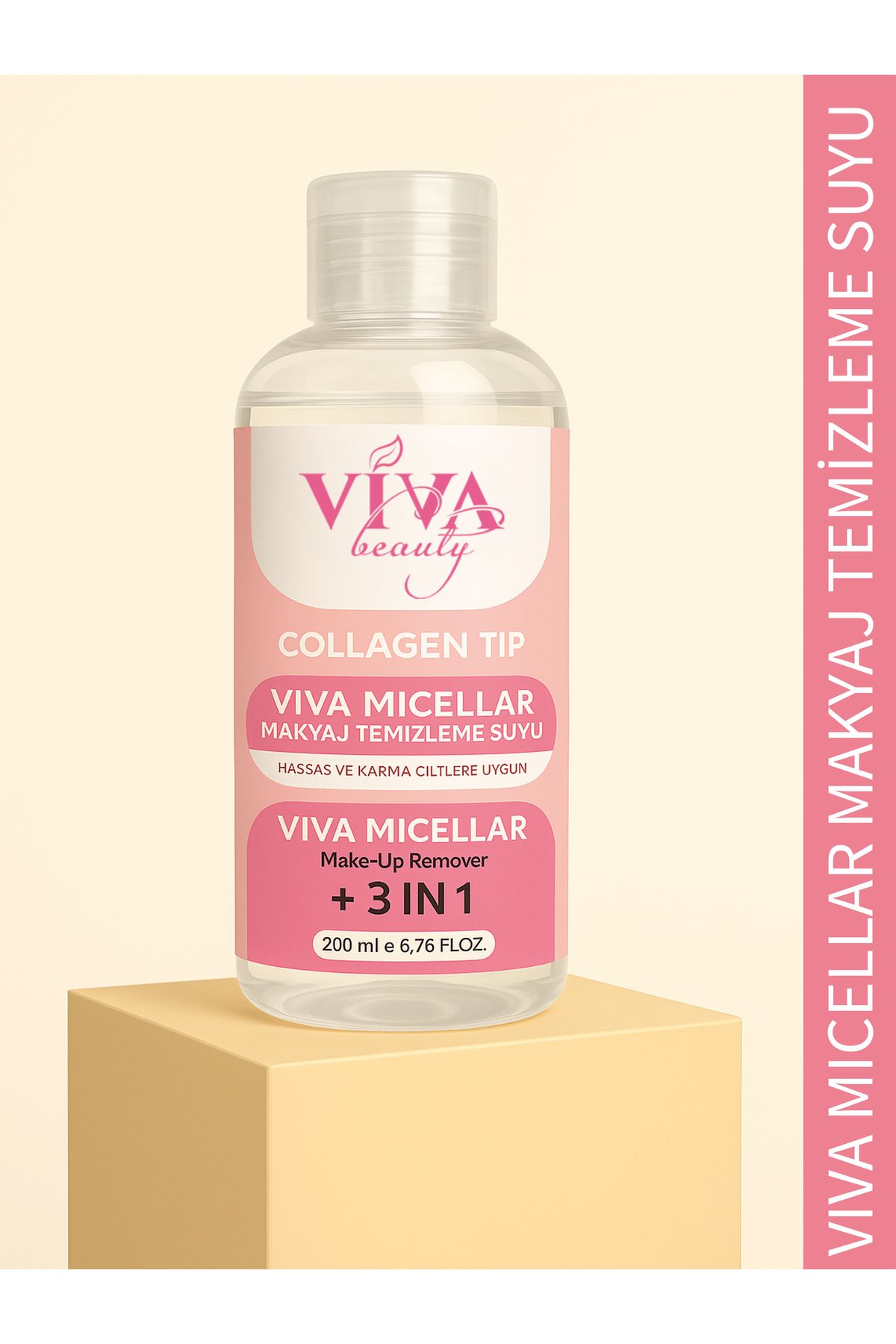 VivaBeauty Hassas Ve Karma Ciltler İçin Makyaj Temizleme Suyu 200ml 3 in 1