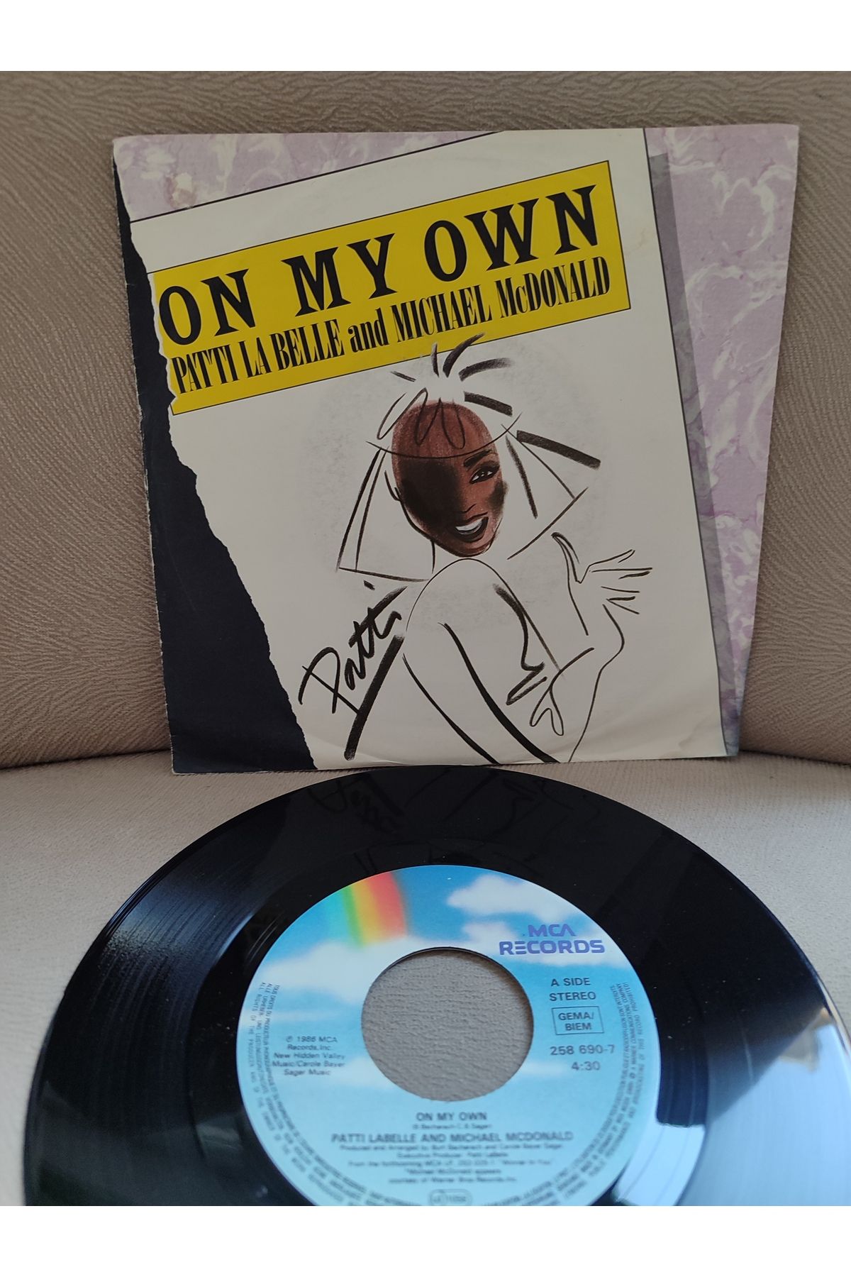 Plakperest Patti La Belle / And Michael McDonald - On My Own - 1988 Almanya Basım 45 lik Plak 2. el
