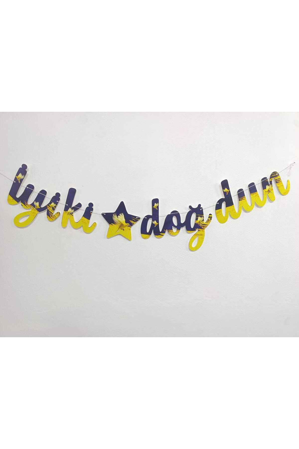 KBK MARKET Kaligrafi Sarı Lacivert İyi ki Doğdun Banner