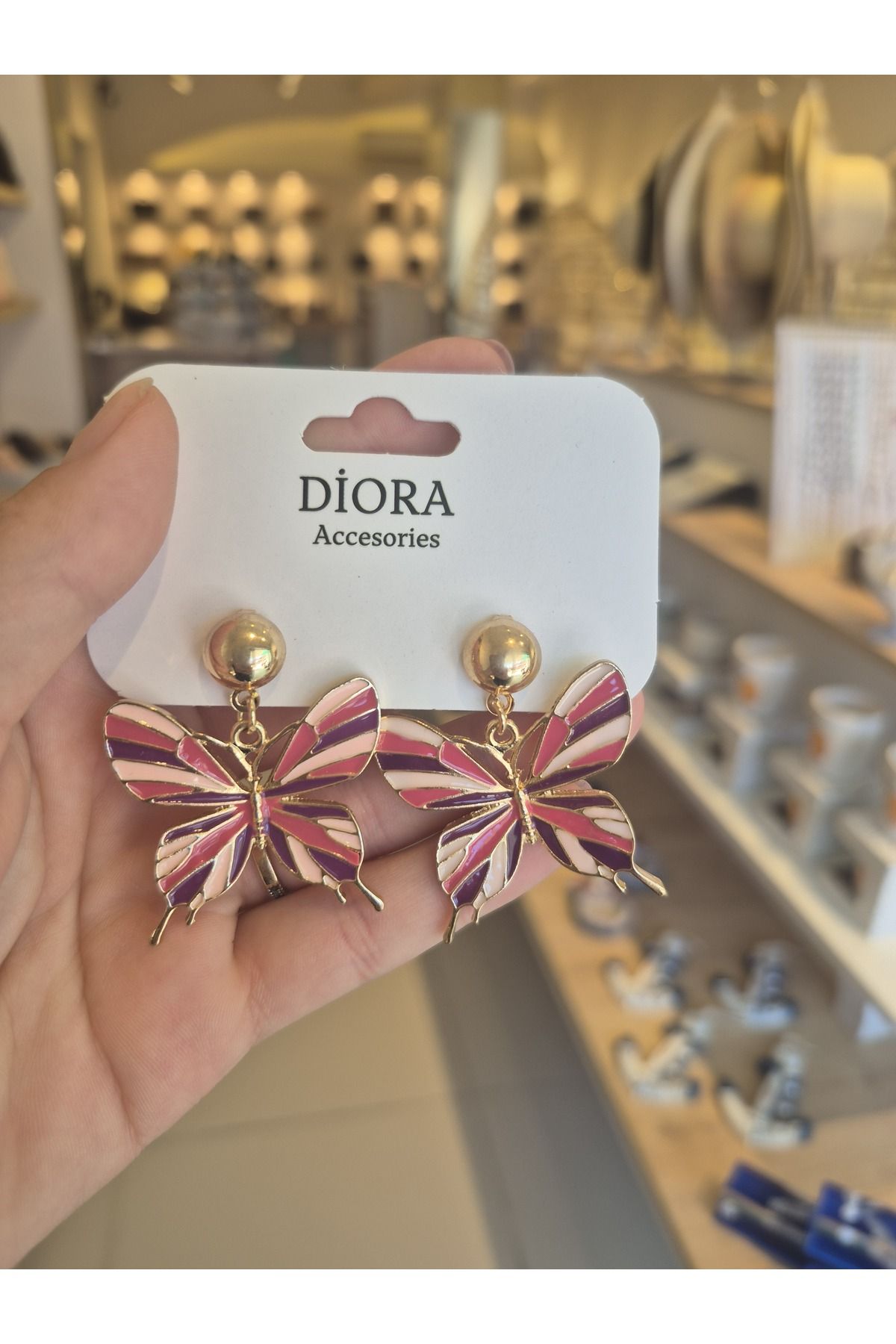 diora accesories kelebek çelik küpe