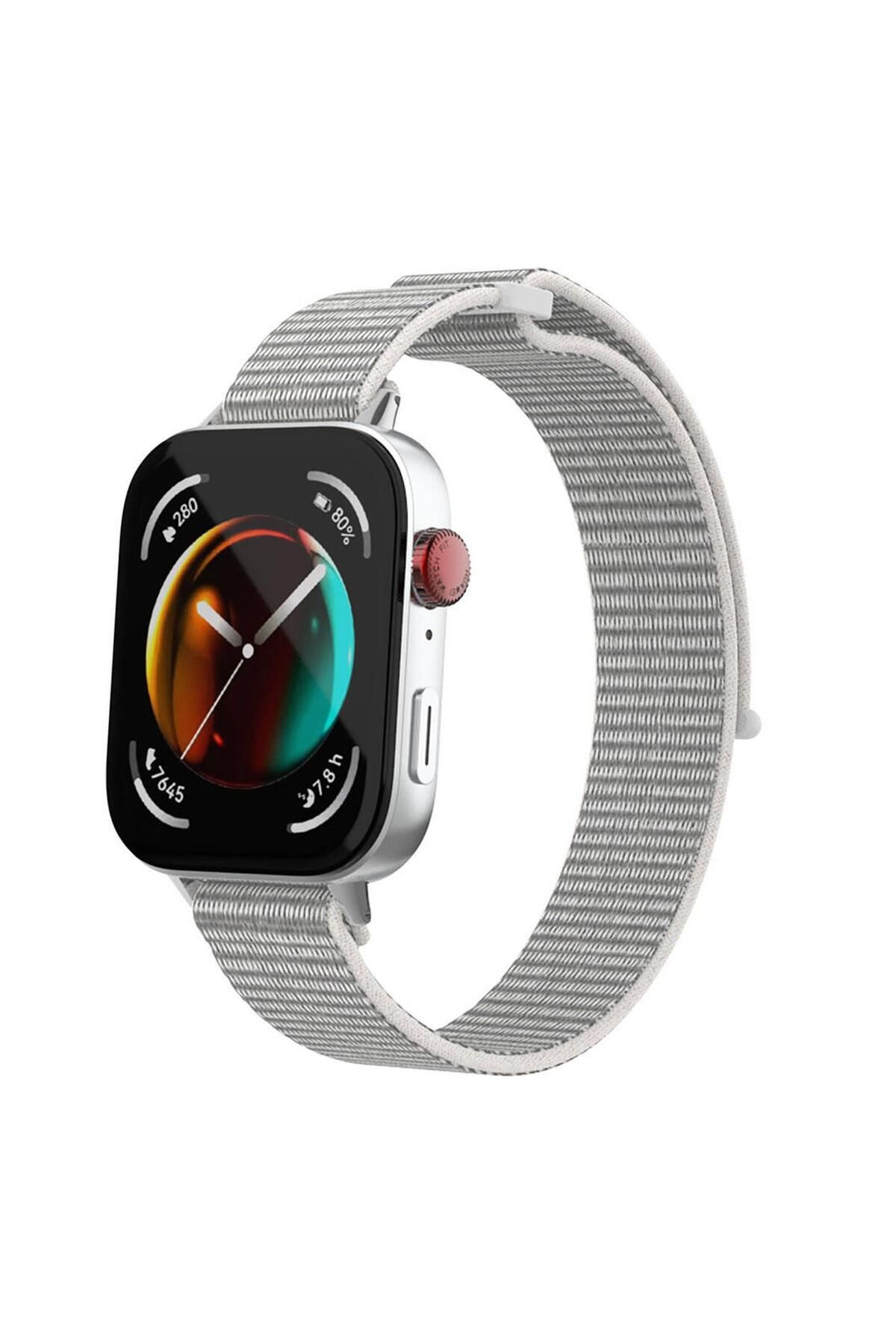 Microsonic Huawei Watch Fit 4 Hasırlı Kordon Woven Sport Loop Beyaz