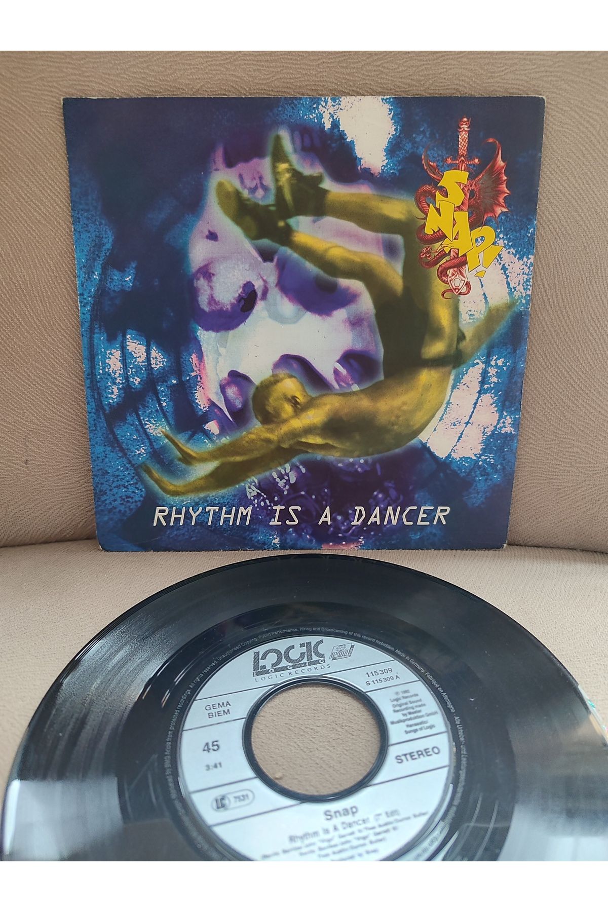 Plakperest SNAP - Rhythm is a Dancer - 1992 Almanya Basım Nadir 45lik Plak 2. el