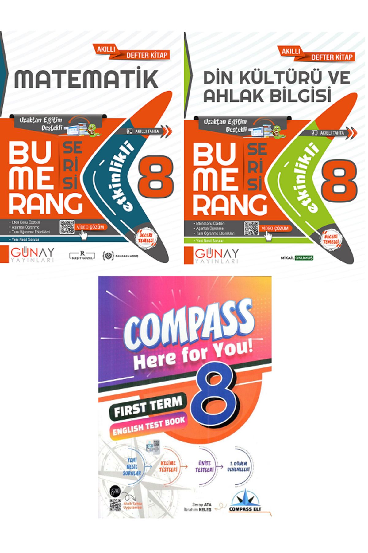 Efsane Yayınları 8.Sınıf Günay Etkinlikli Matematik + Din Kültürü Bumerang Serisi + İngilizce Test Book HEDİYE 3KİTAP