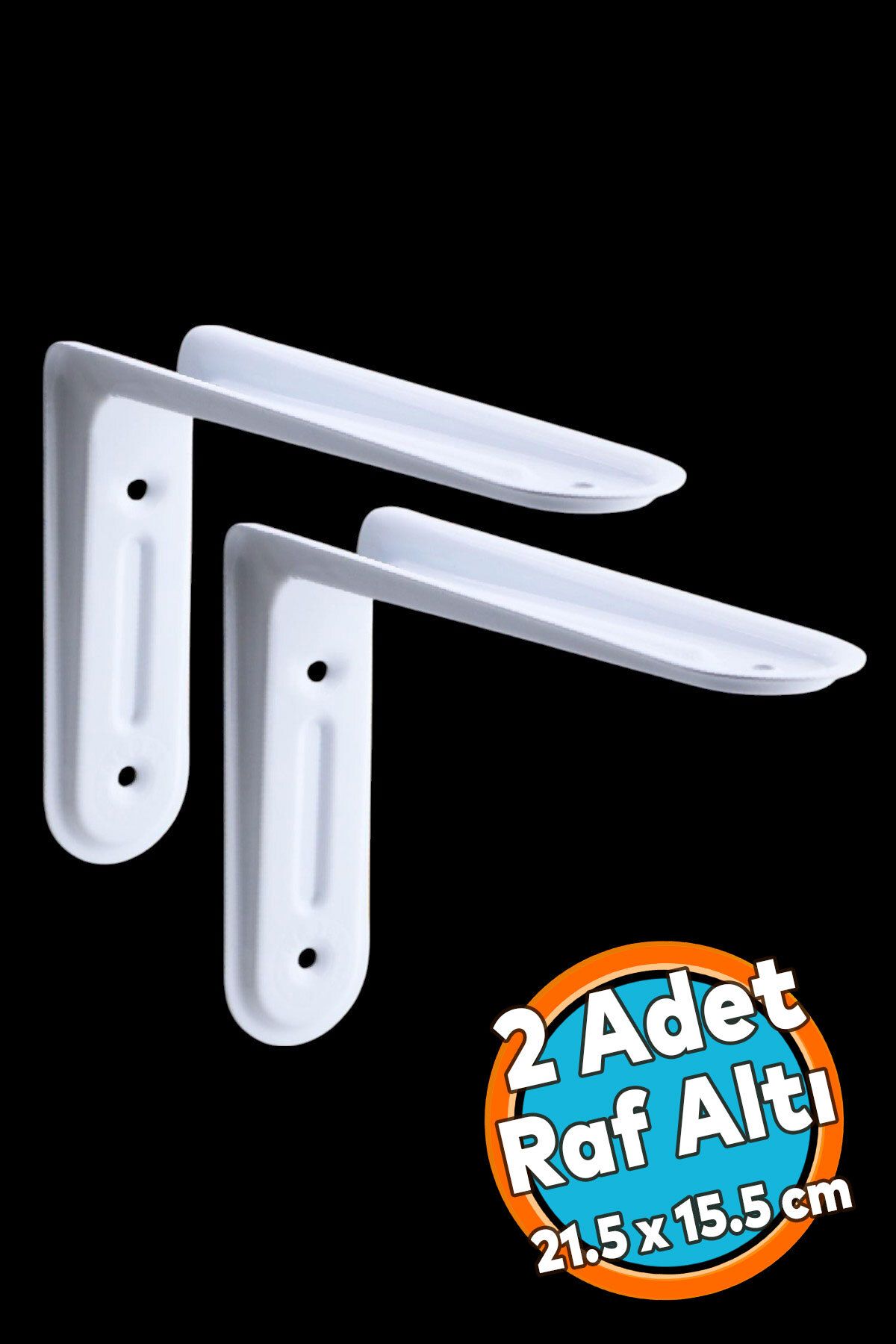 NZB Raf Altı Ayak Ferforje Beyaz Raf Tutucu Klas 21.5 x 15.5 cm 2 ADET (No:2)