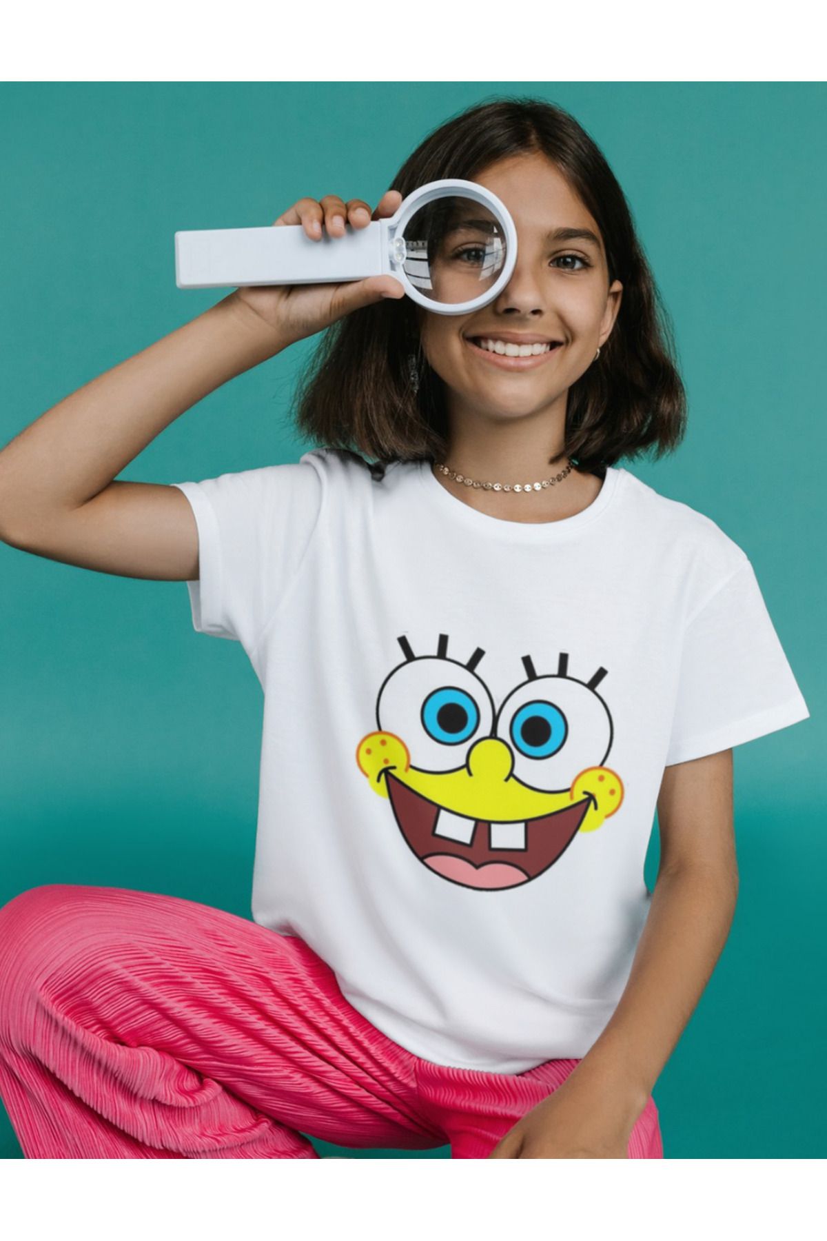 ALPŞAN TİCARET Sünger Bob Çocuk Tişört Süngerbob Çocuk Yetişkin T-shirt