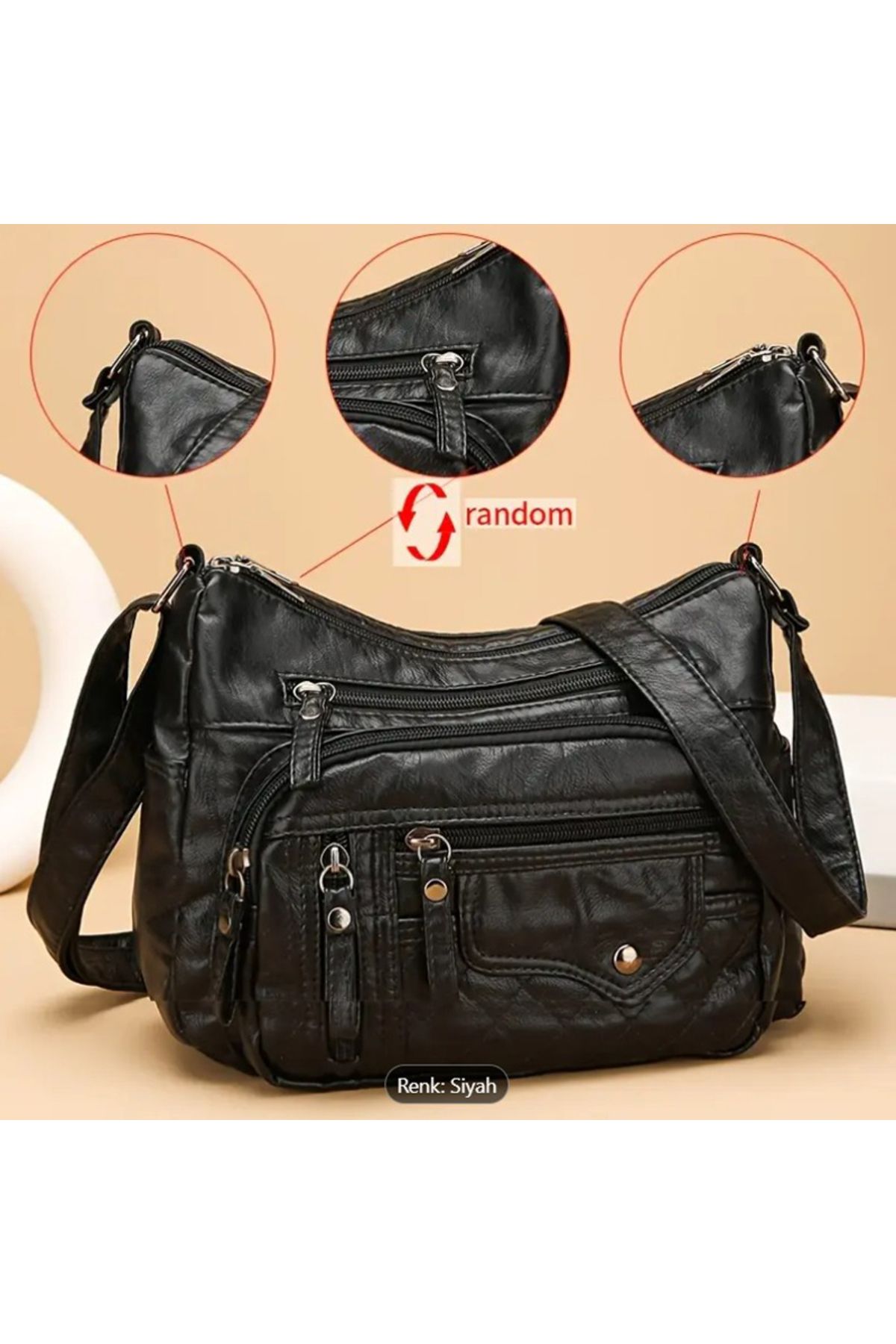 shop S19 SİYAH KADIN ÇANTA YUMUŞAK ÇAPRAZ MUZ ÇANTA