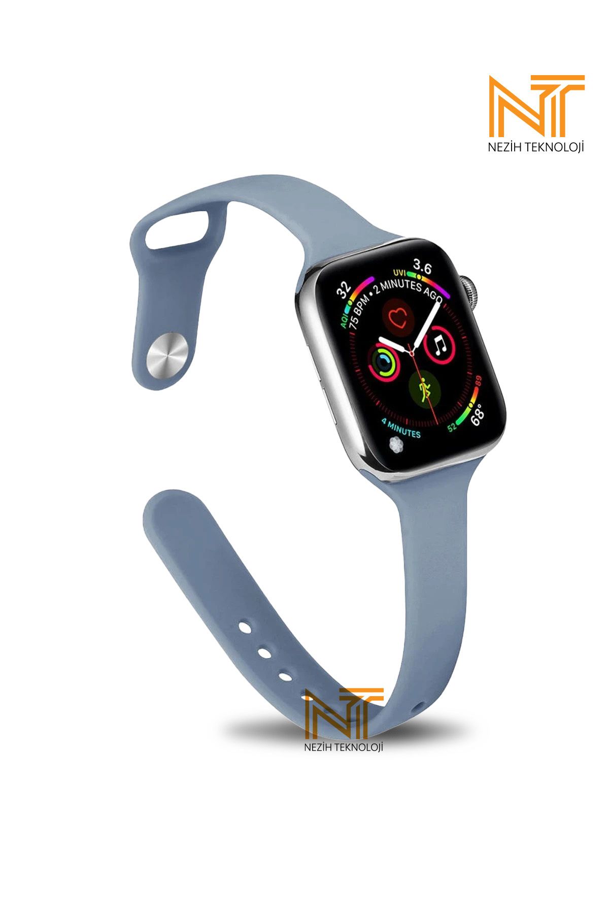Nezih Case Apple Watch 3/4/5/6/7/8/9/10/se/ultra/ultra2 44mm/46mm/49mm Uyumlu Klasik Silikon Kordon