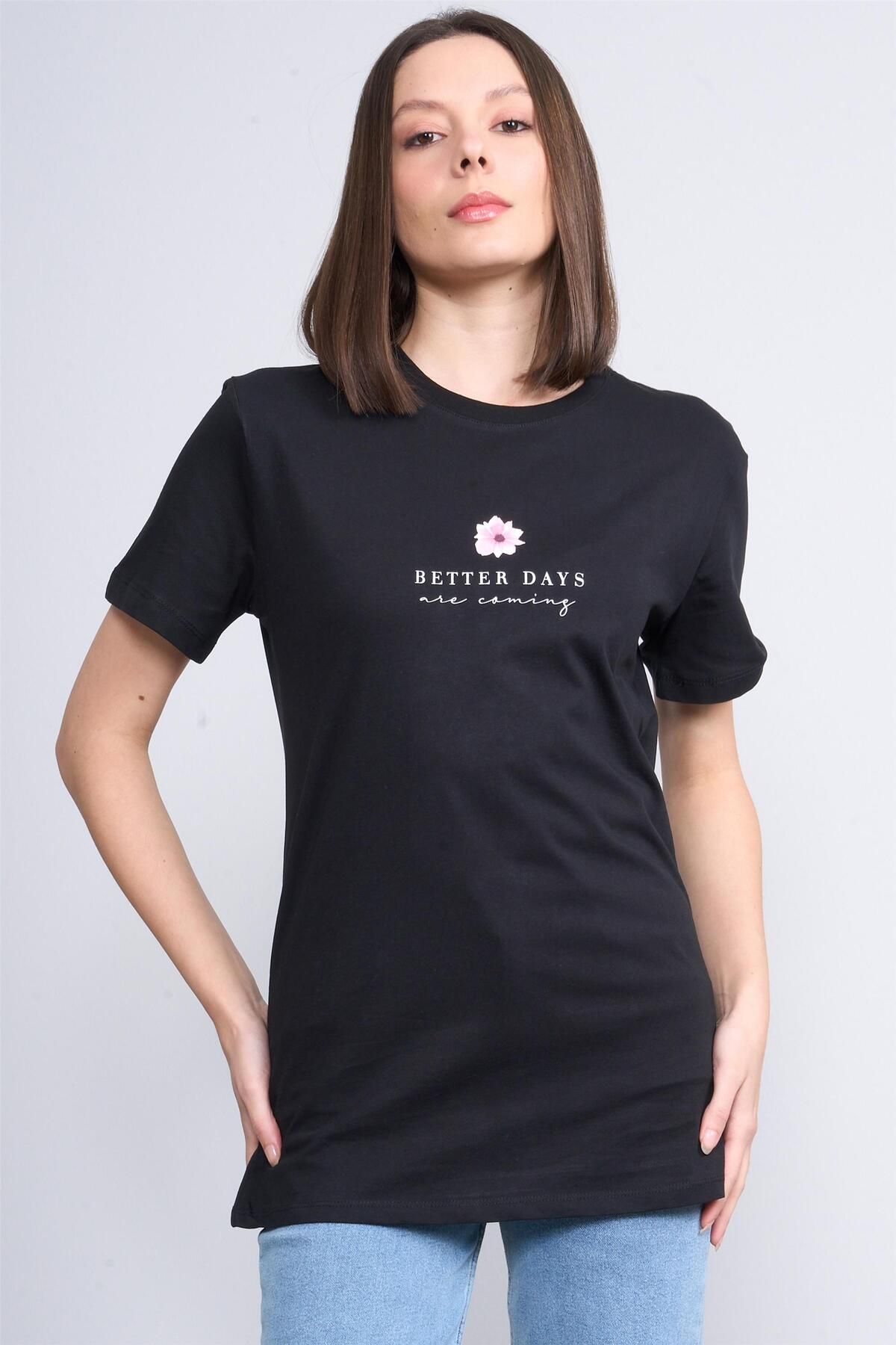 FİTHİT Çetinkaya Fithit 8333 Bisiklet Yaka 30/1 Penye Süprem Regular T-shirt Siyah