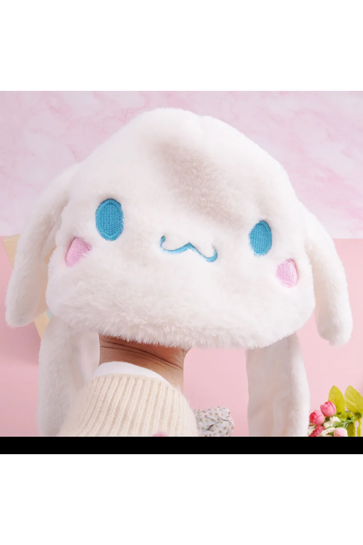 MJ TOYS Sanrio Kuromi Cinnamoroll My Melody Şapka Kulakları Hareket Eden Şapka Işıklı Modlu Peluş Bere Şapka fotoğrafı 4 (önizleme)