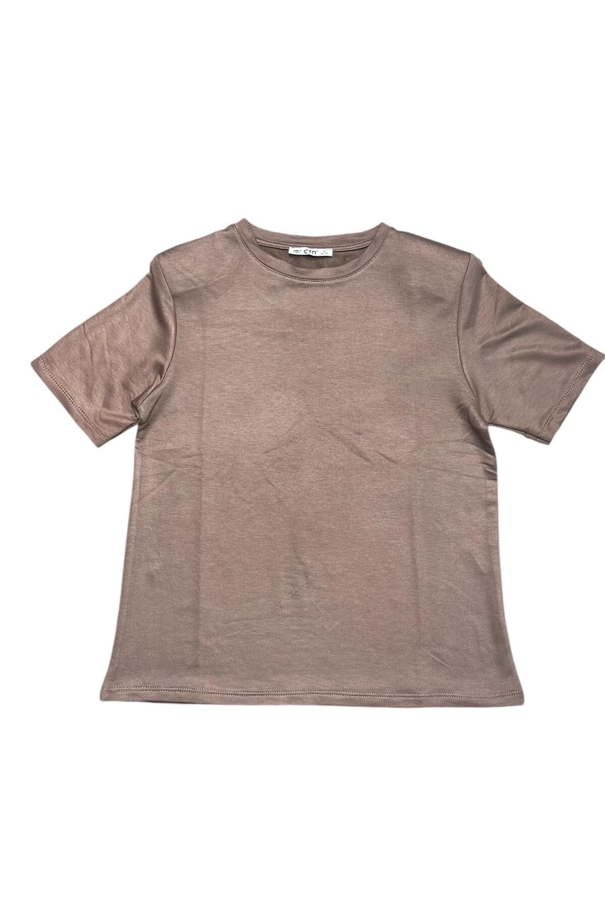 Ctn Kadın Şık Bisiklet Yaka Modal T-Shirt