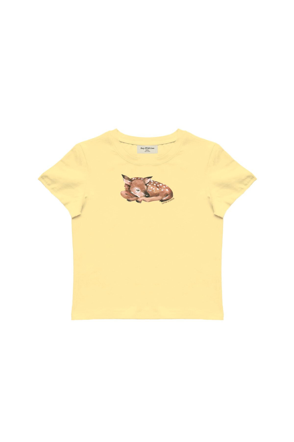 lethestudios Deer Baskılı Baby Tee Crop Top